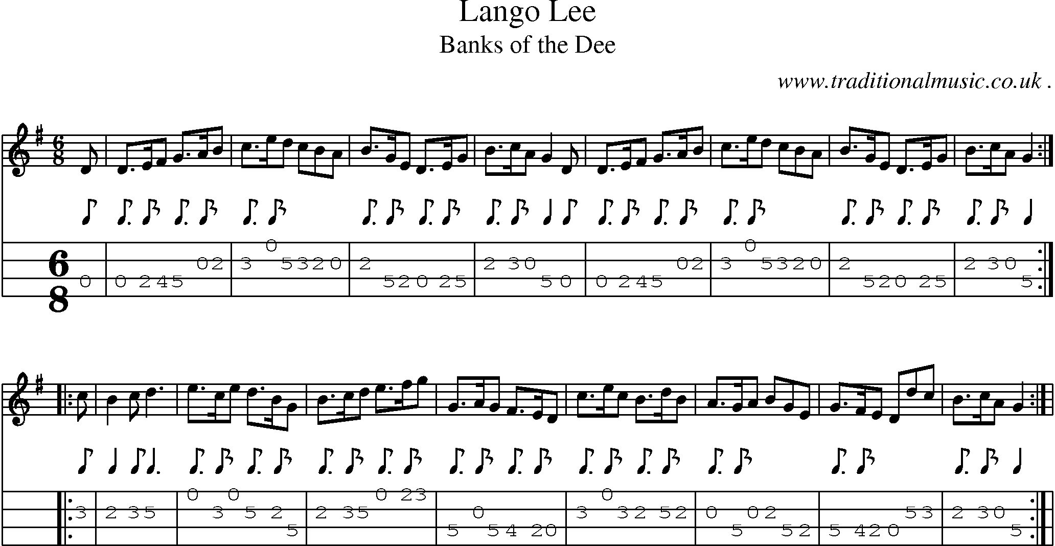 Sheet-Music and Mandolin Tabs for Lango Lee