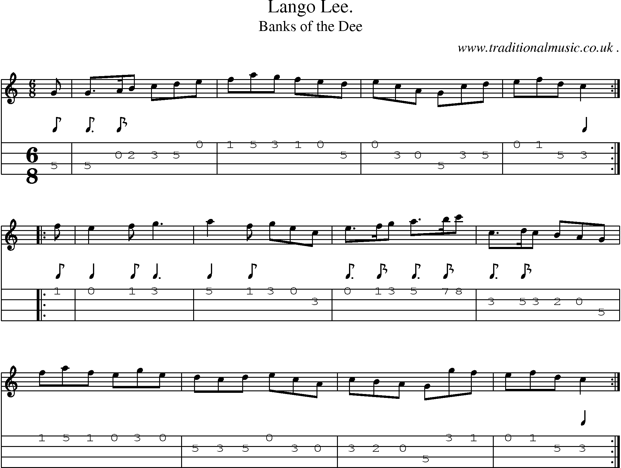 Sheet-Music and Mandolin Tabs for Lango Lee 