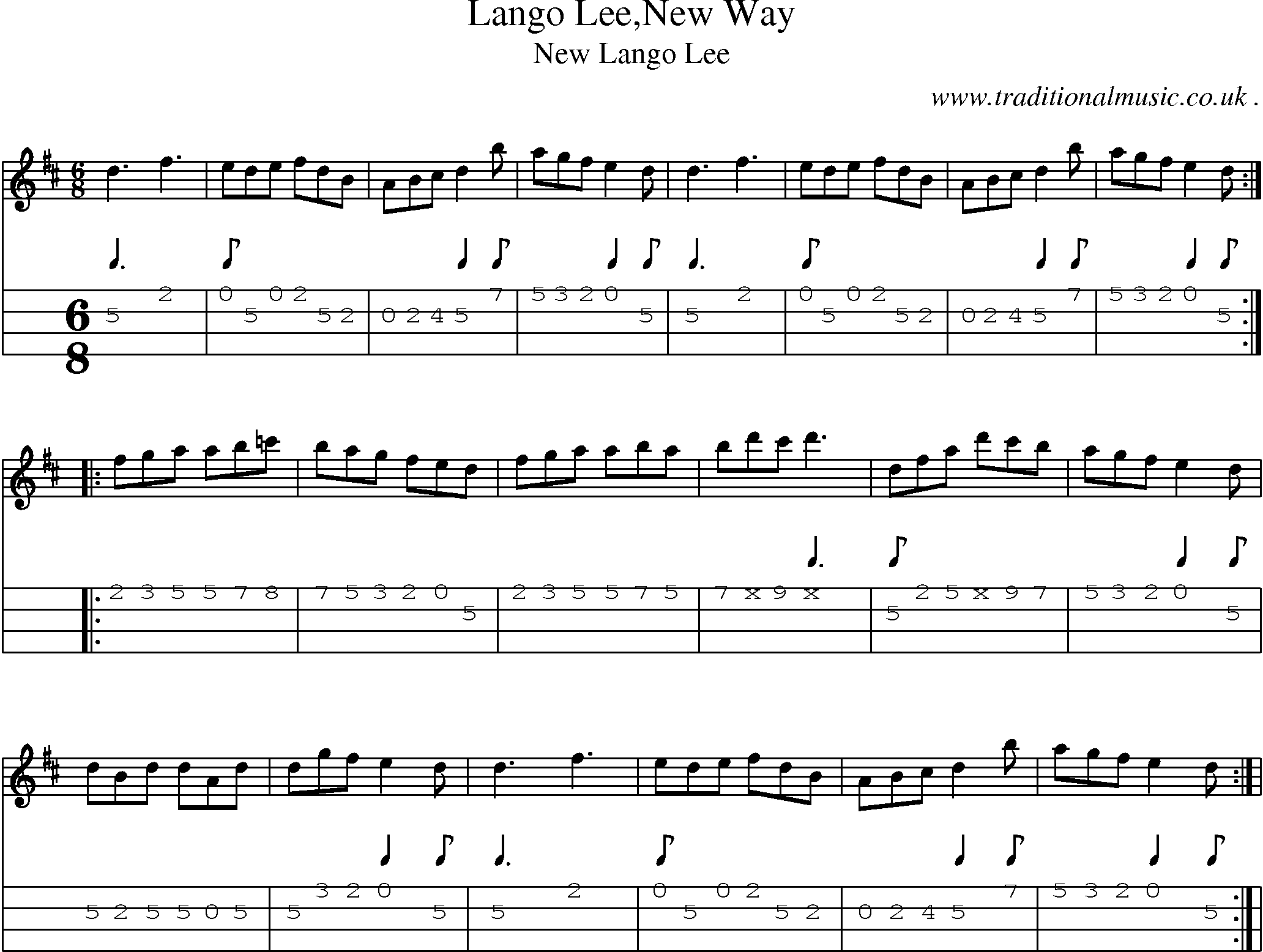 Sheet-Music and Mandolin Tabs for Lango Leenew Way