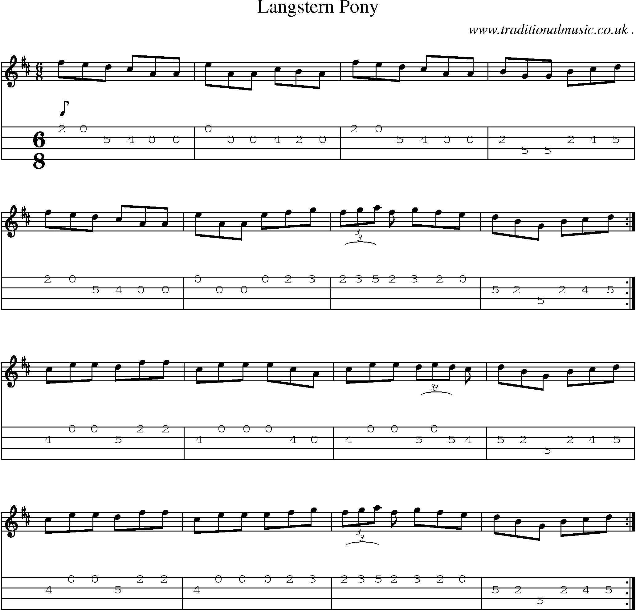 Sheet-Music and Mandolin Tabs for Langstern Pony
