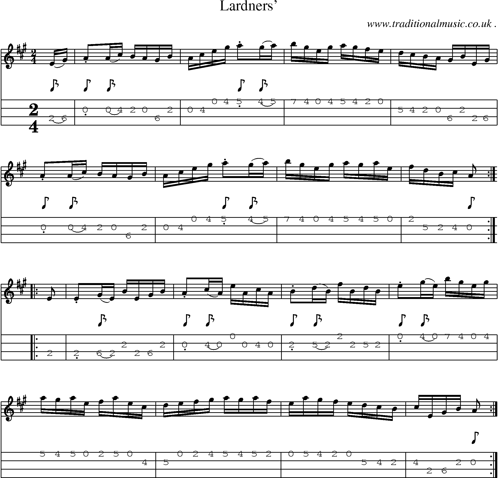 Sheet-Music and Mandolin Tabs for Lardners