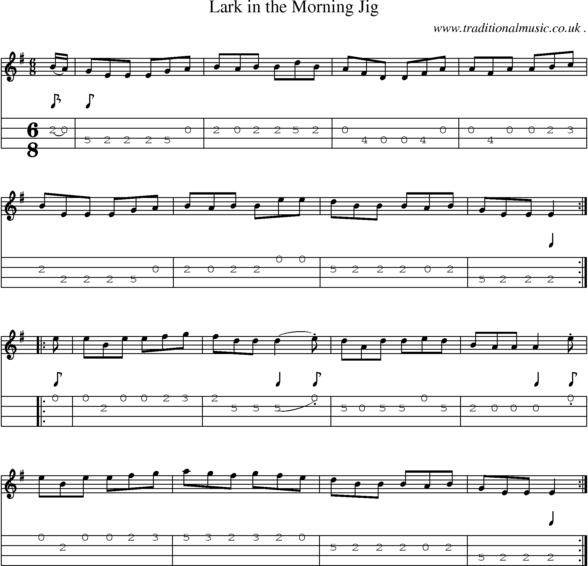 Sheet-Music and Mandolin Tabs for Lark In The Morning Jig