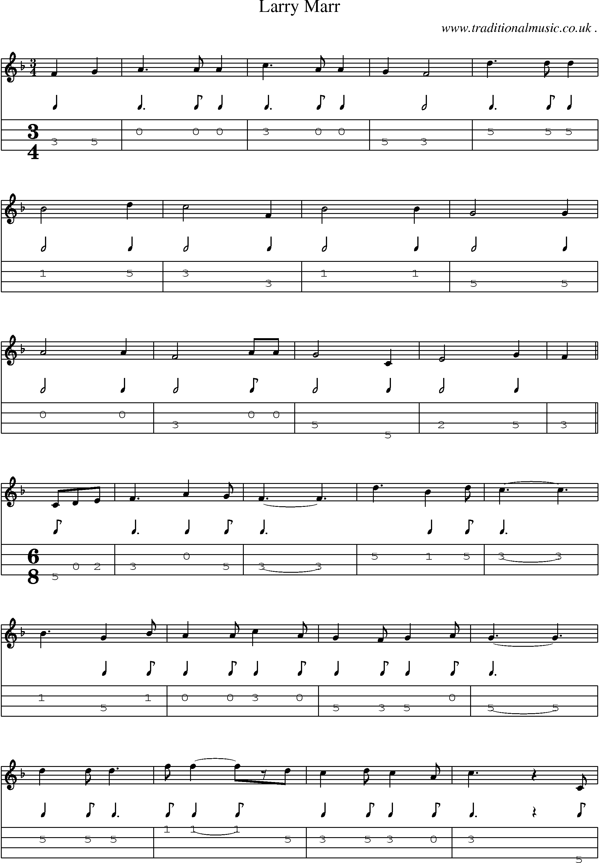Sheet-Music and Mandolin Tabs for Larry Marr