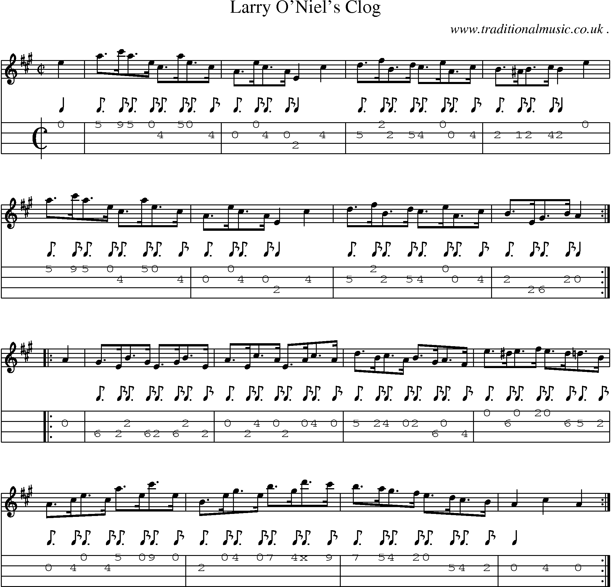 Sheet-Music and Mandolin Tabs for Larry Oniels Clog