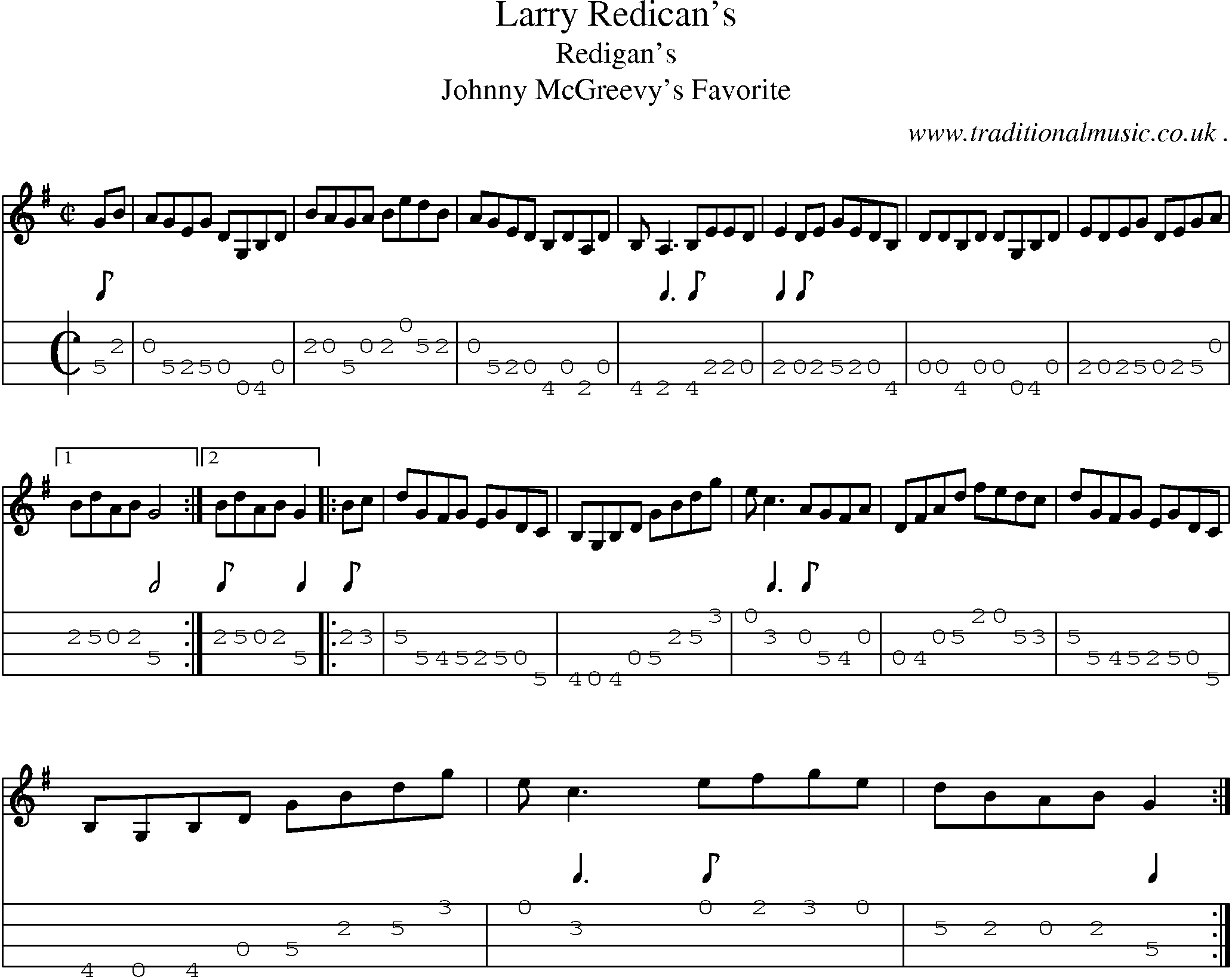 Sheet-Music and Mandolin Tabs for Larry Redicans