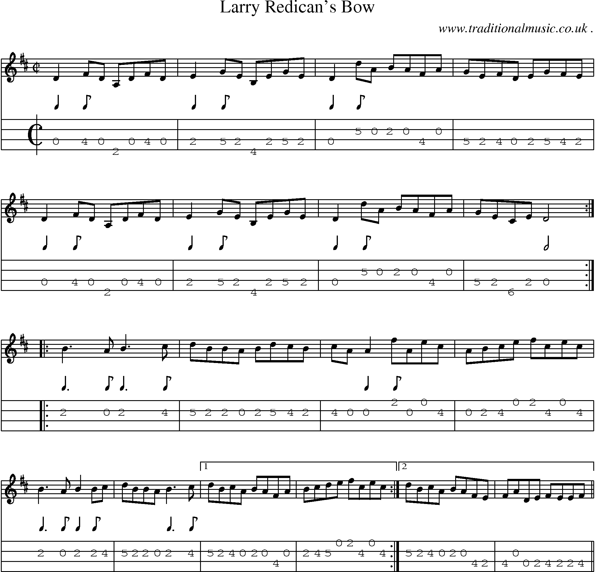 Sheet-Music and Mandolin Tabs for Larry Redicans Bow