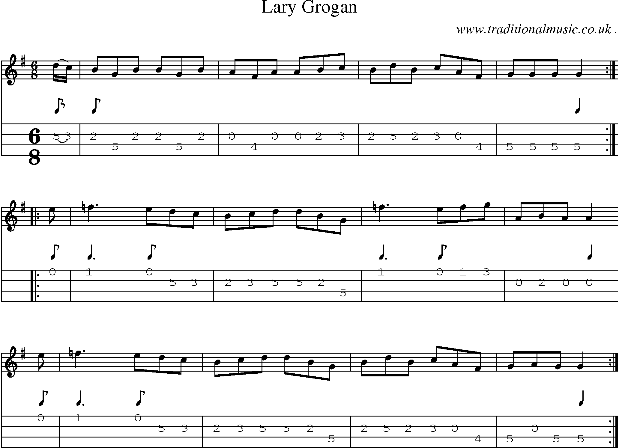 Sheet-Music and Mandolin Tabs for Lary Grogan