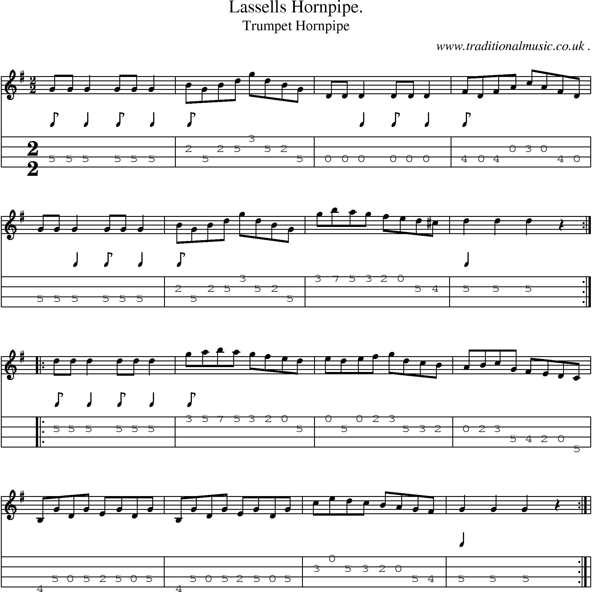 Sheet-Music and Mandolin Tabs for Lassells Hornpipe