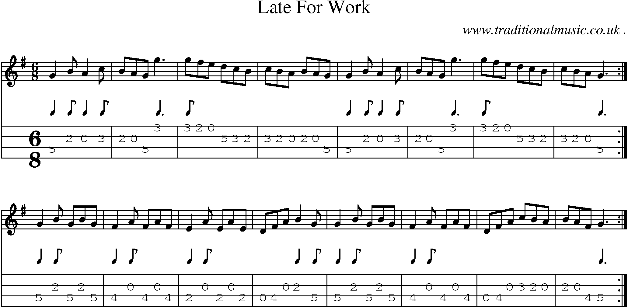 Sheet-Music and Mandolin Tabs for Late For Work