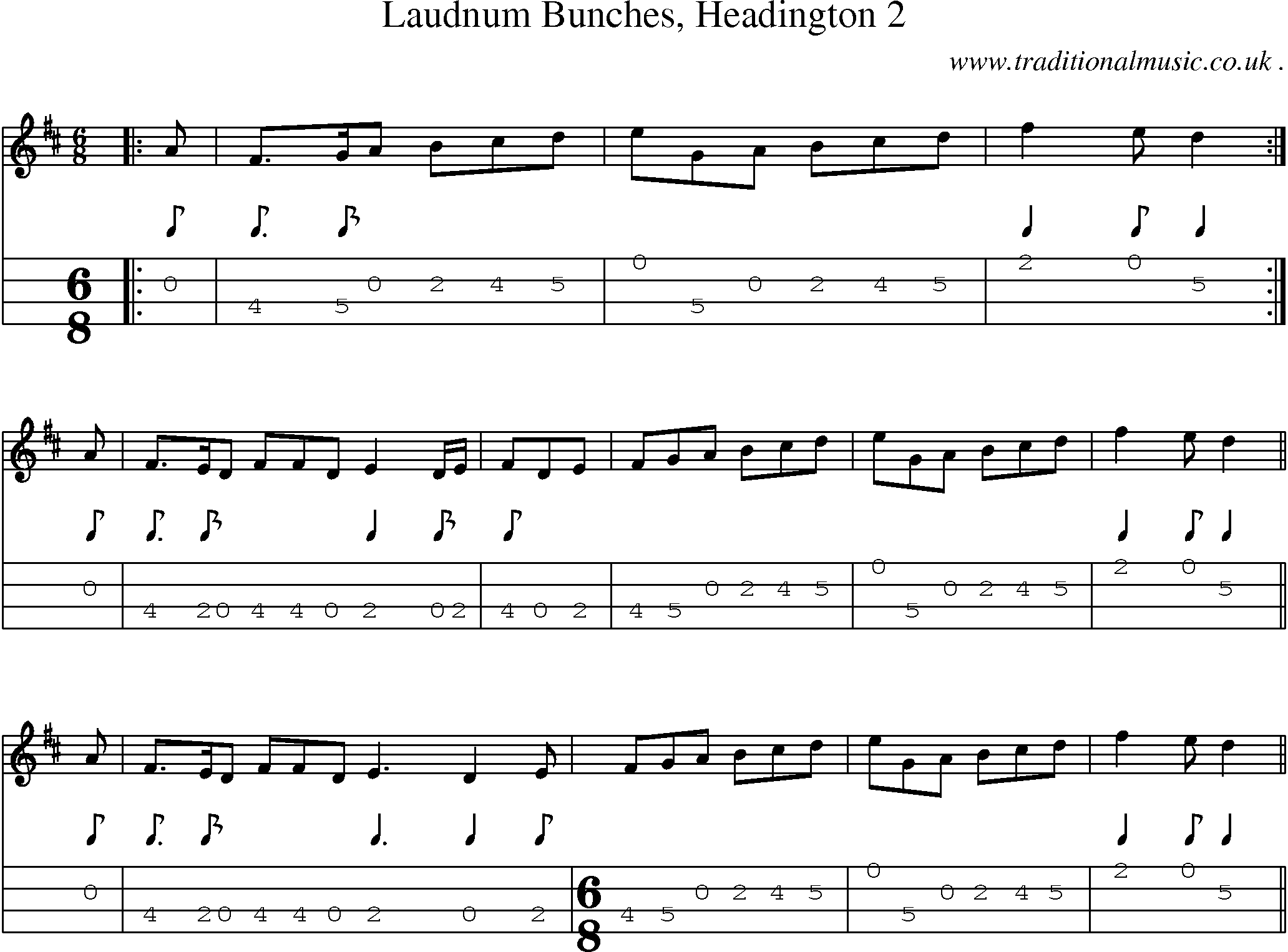 Sheet-Music and Mandolin Tabs for Laudnum Bunches Headington 2