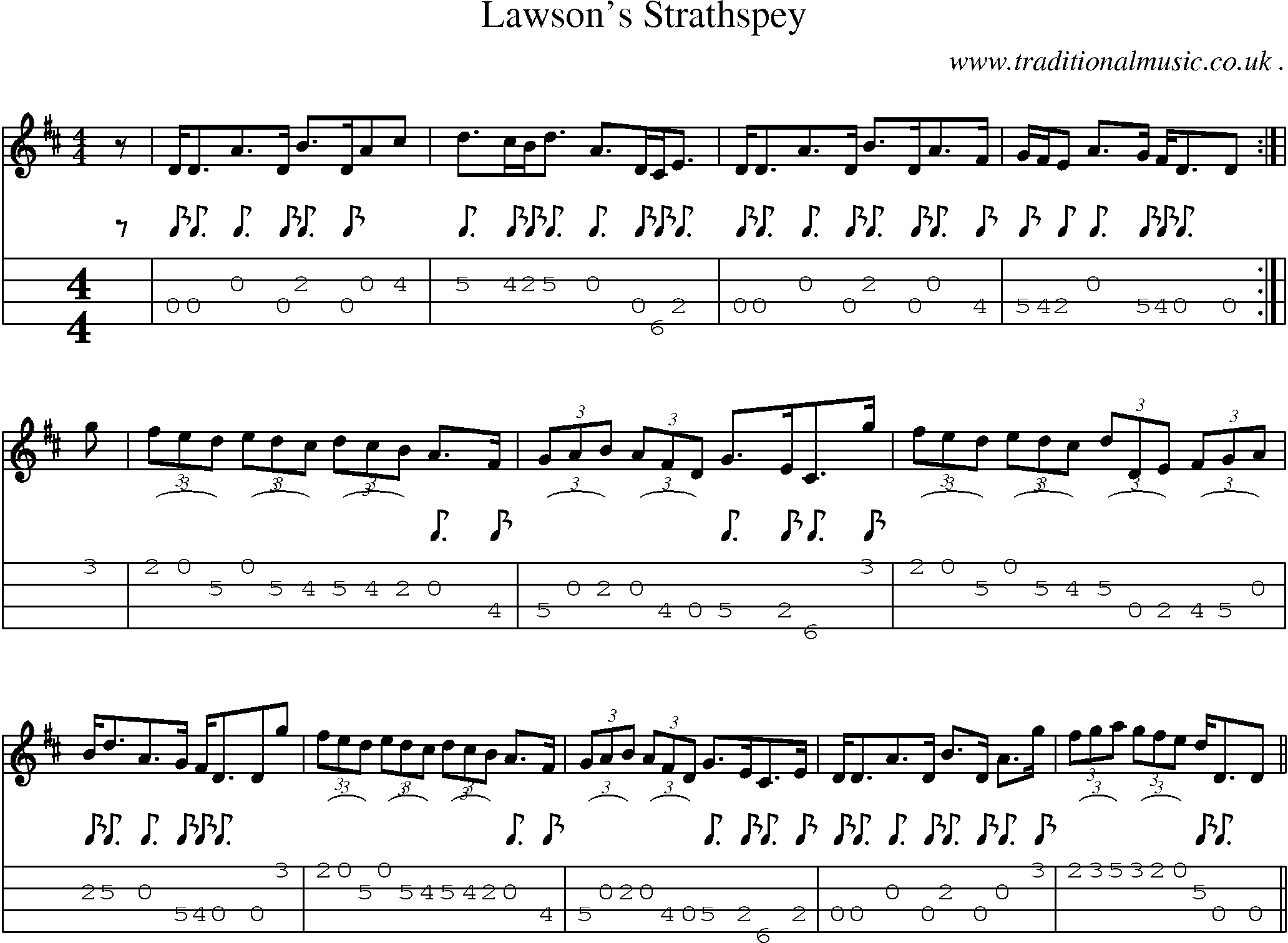 Sheet-Music and Mandolin Tabs for Lawsons Strathspey