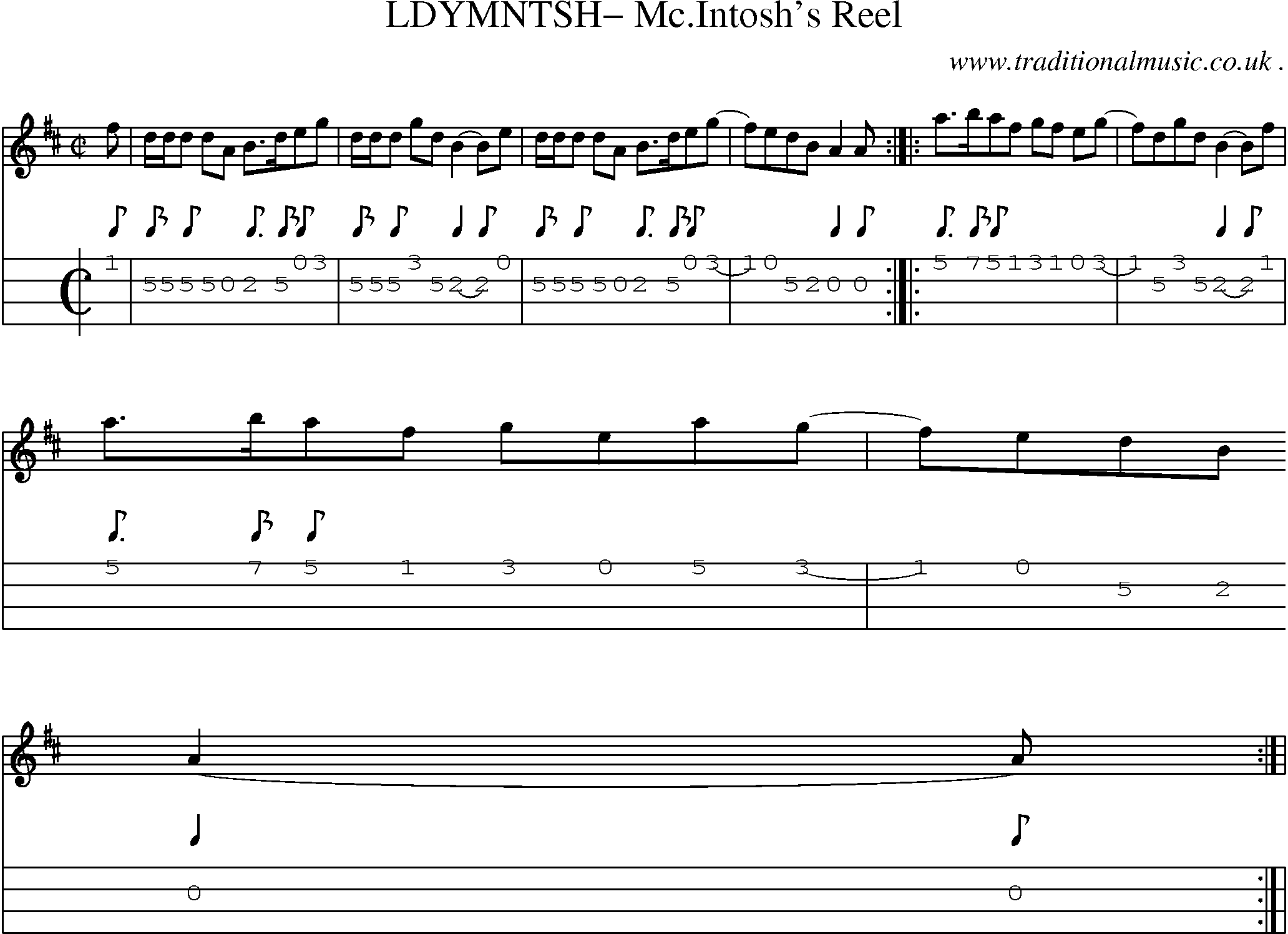 Sheet-Music and Mandolin Tabs for Ldymntsh Mcintoshs Reel