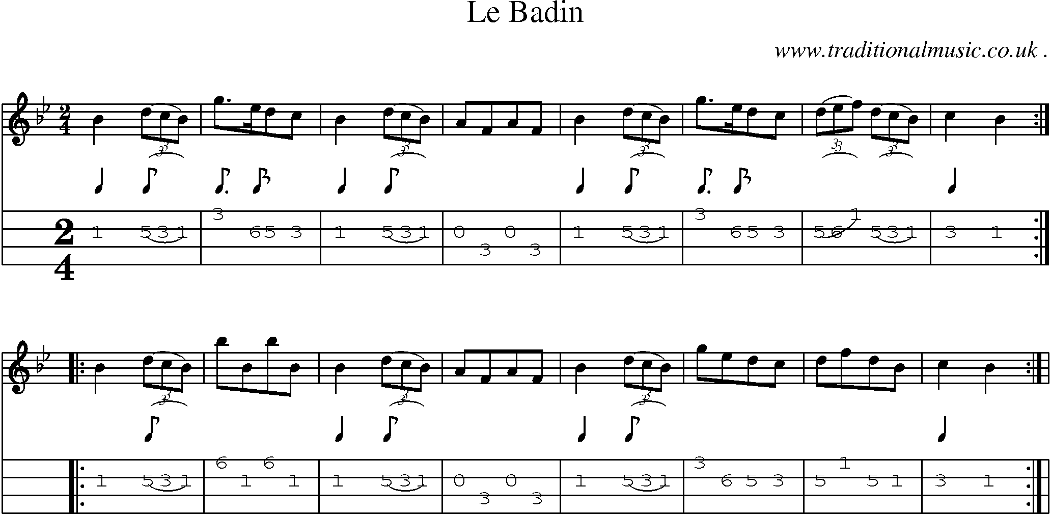 Sheet-Music and Mandolin Tabs for Le Badin