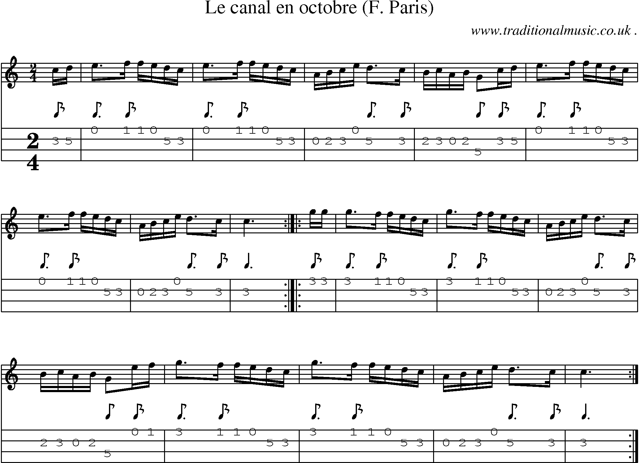 Sheet-Music and Mandolin Tabs for Le Canal En Octobre (f Paris)