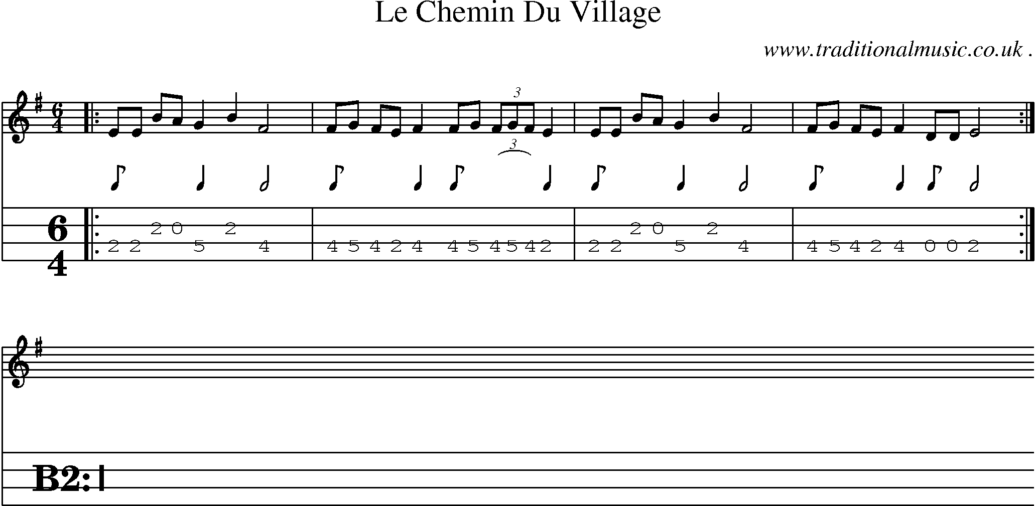 Sheet-Music and Mandolin Tabs for Le Chemin Du Village