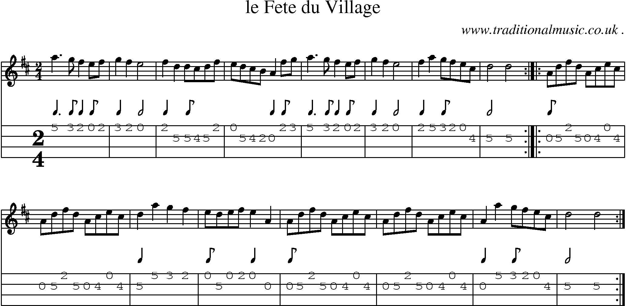 Sheet-Music and Mandolin Tabs for Le Fete Du Village