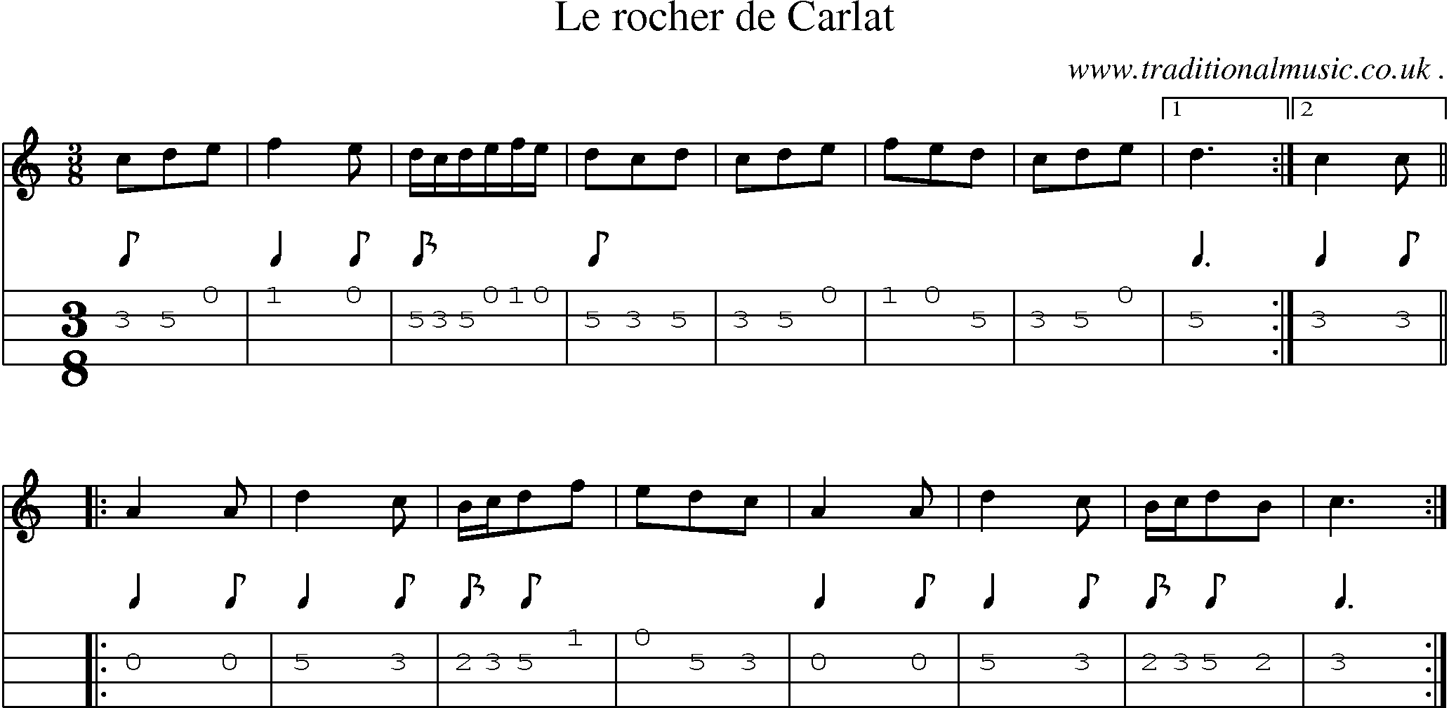 Sheet-Music and Mandolin Tabs for Le Rocher De Carlat