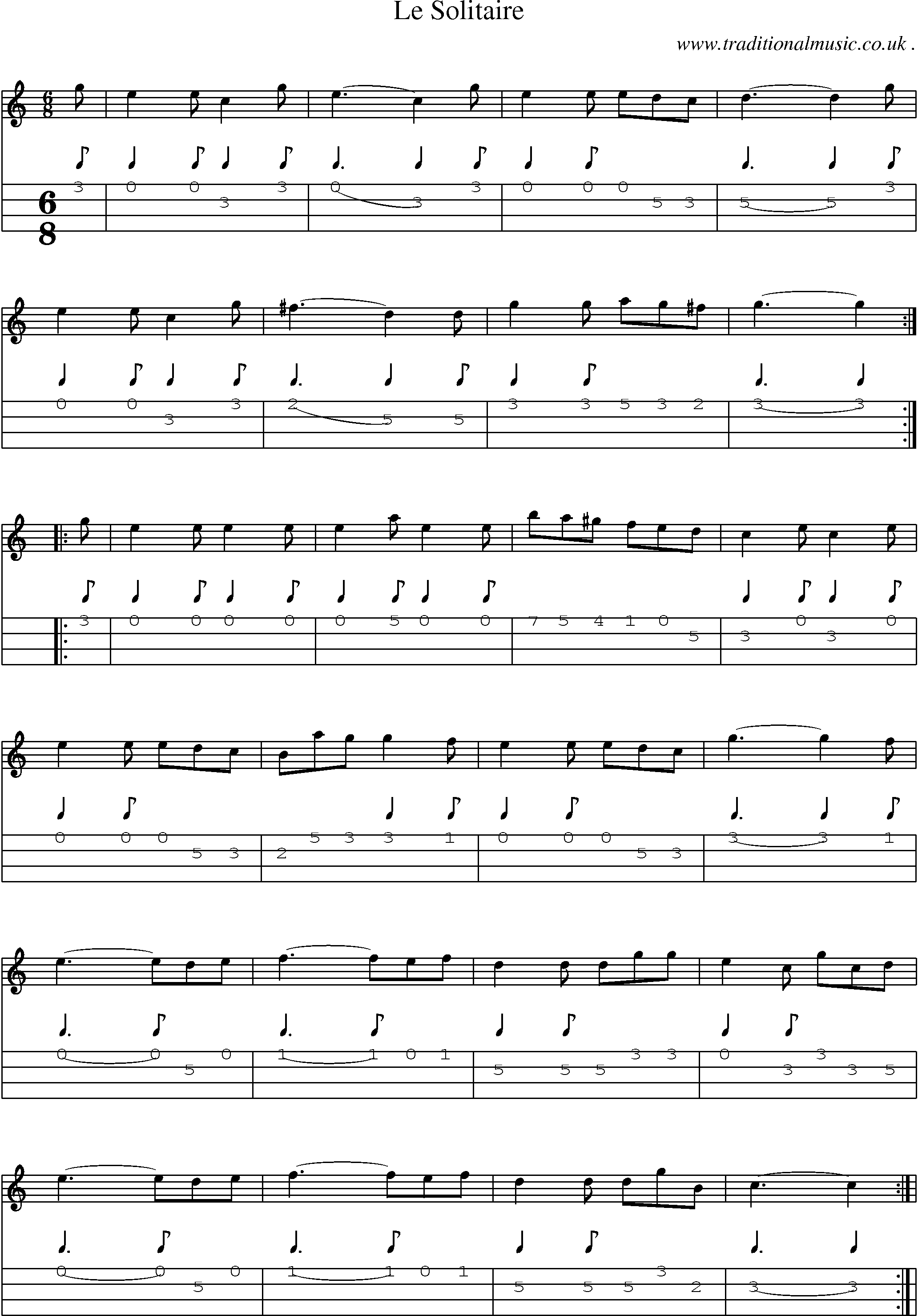 Sheet-Music and Mandolin Tabs for Le Solitaire