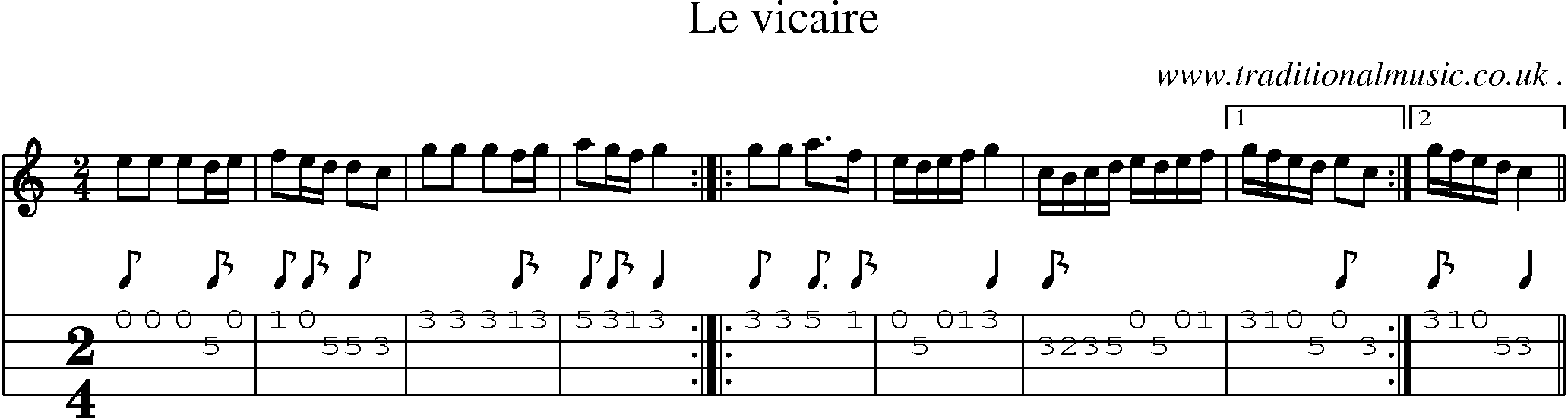 Sheet-Music and Mandolin Tabs for Le Vicaire