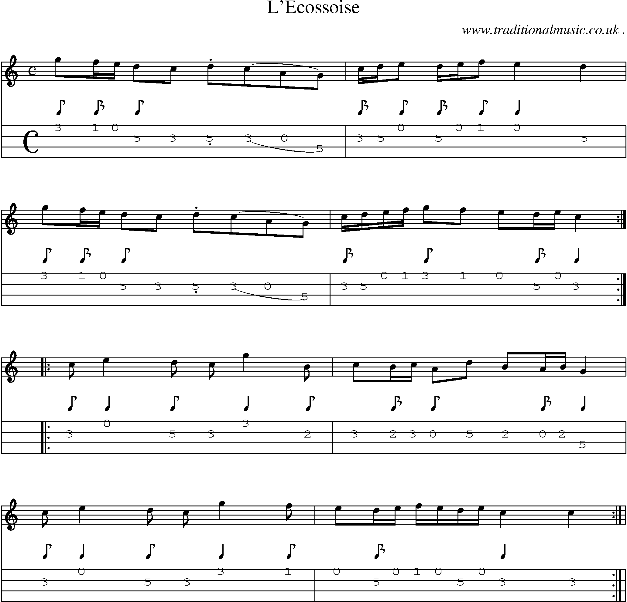 Sheet-Music and Mandolin Tabs for Lecossoise
