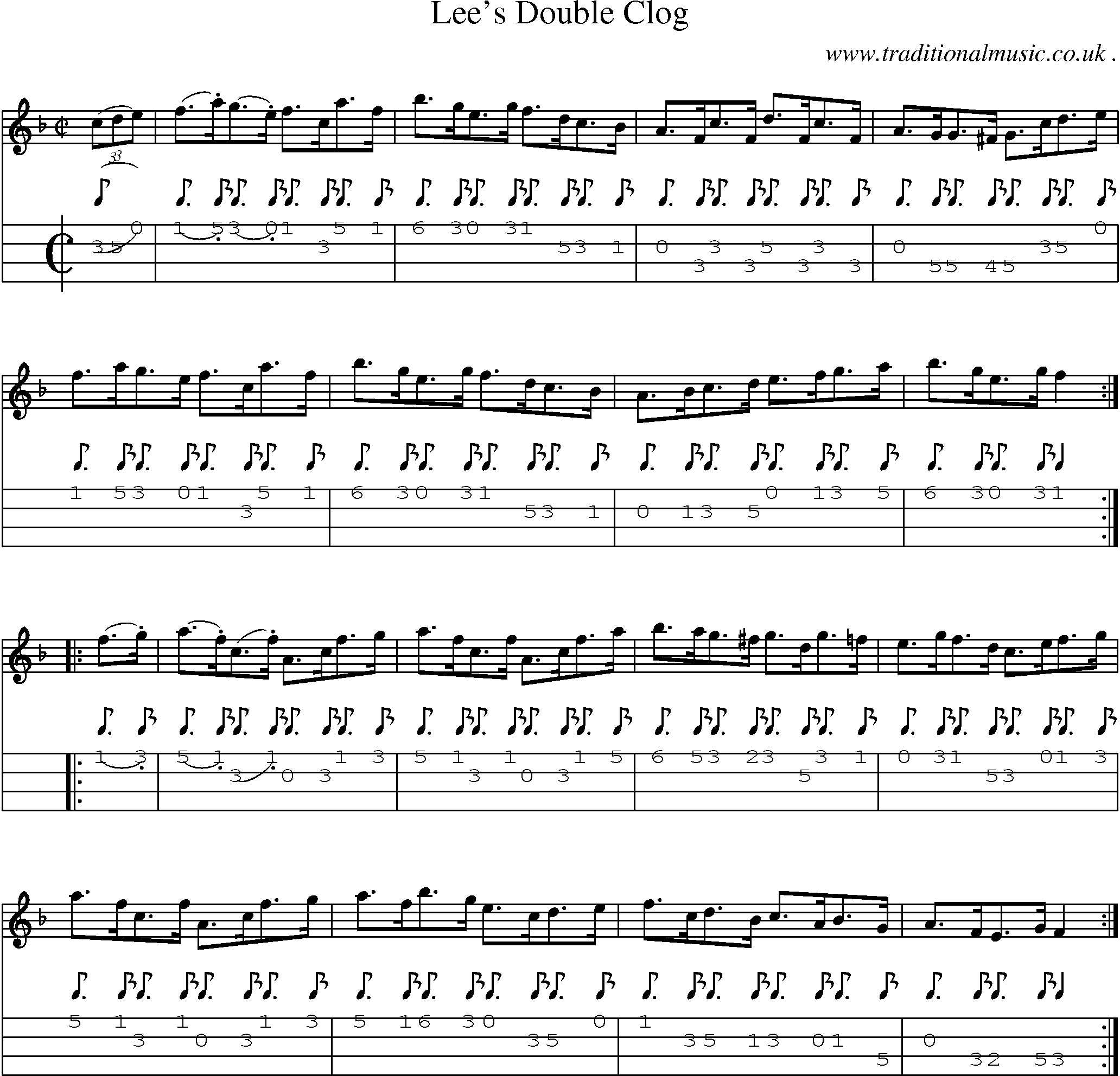 Sheet-Music and Mandolin Tabs for Lees Double Clog