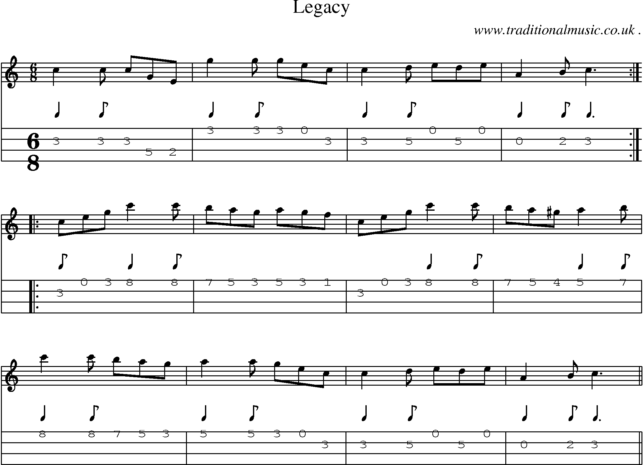 Sheet-Music and Mandolin Tabs for Legacy