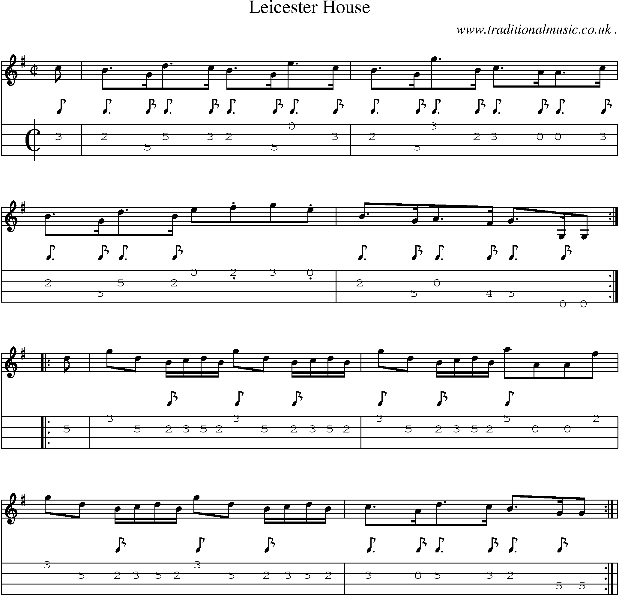 Sheet-Music and Mandolin Tabs for Leicester House