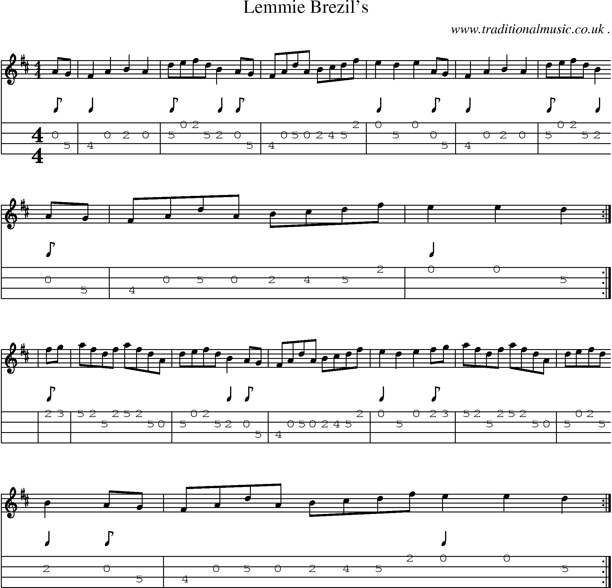 Sheet-Music and Mandolin Tabs for Lemmie Brezils
