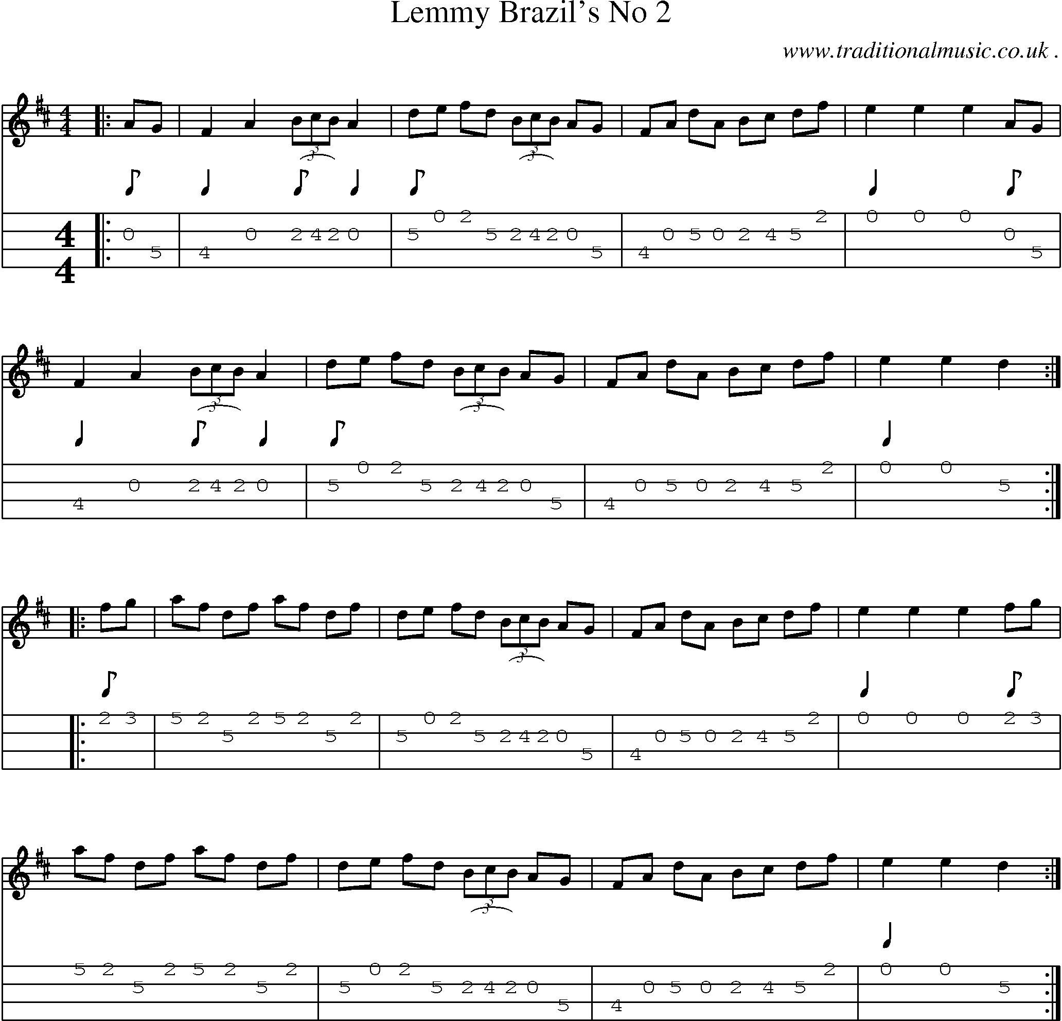 Sheet-Music and Mandolin Tabs for Lemmy Brazils No 2