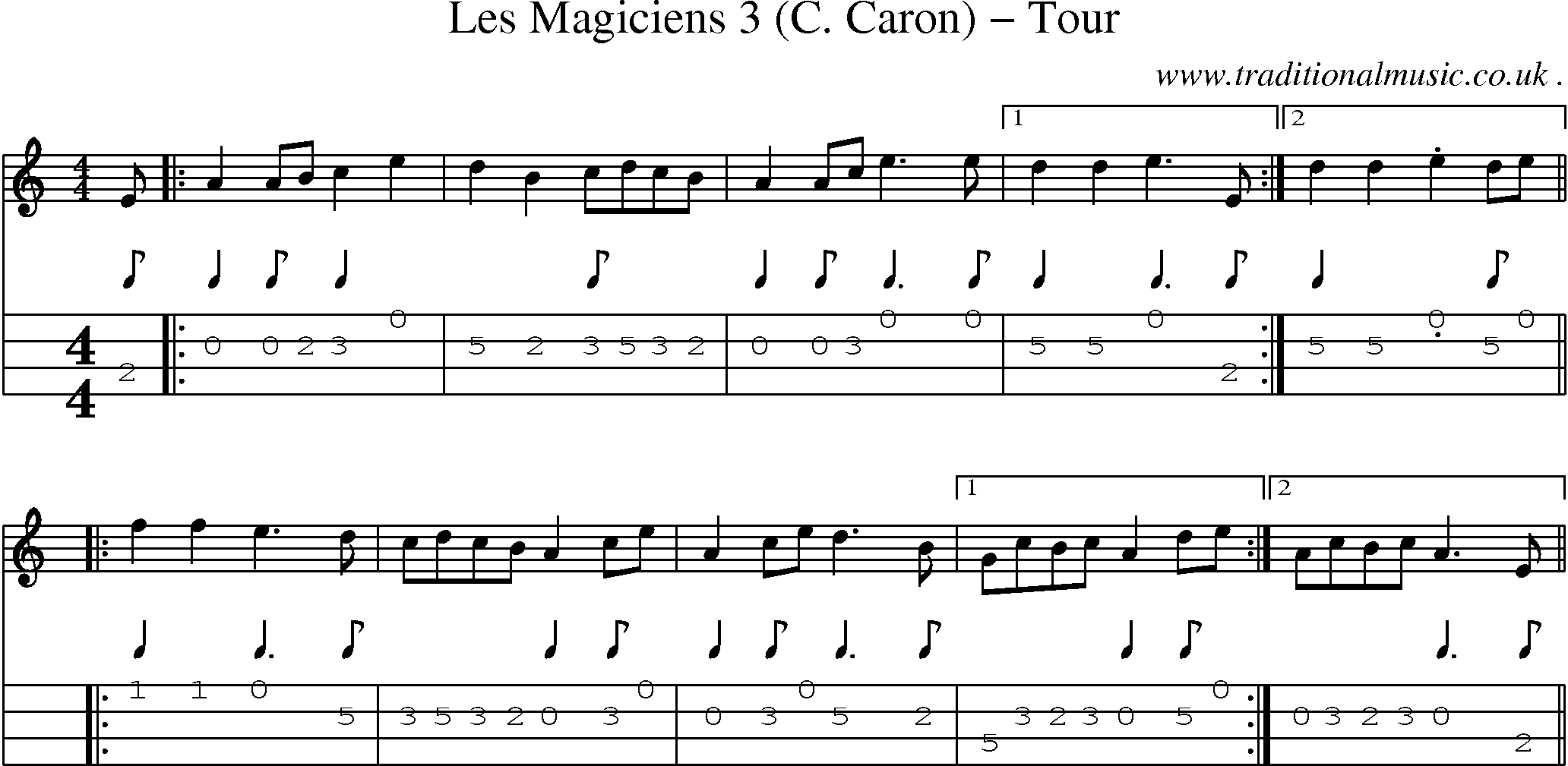Sheet-Music and Mandolin Tabs for Les Magiciens 3 (c Caron) Tour