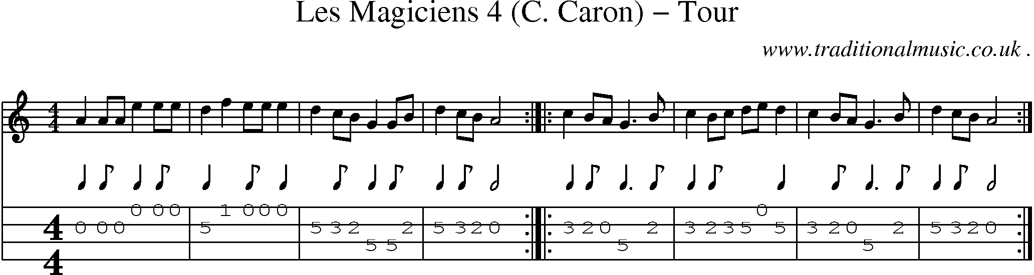 Sheet-Music and Mandolin Tabs for Les Magiciens 4 (c Caron) Tour