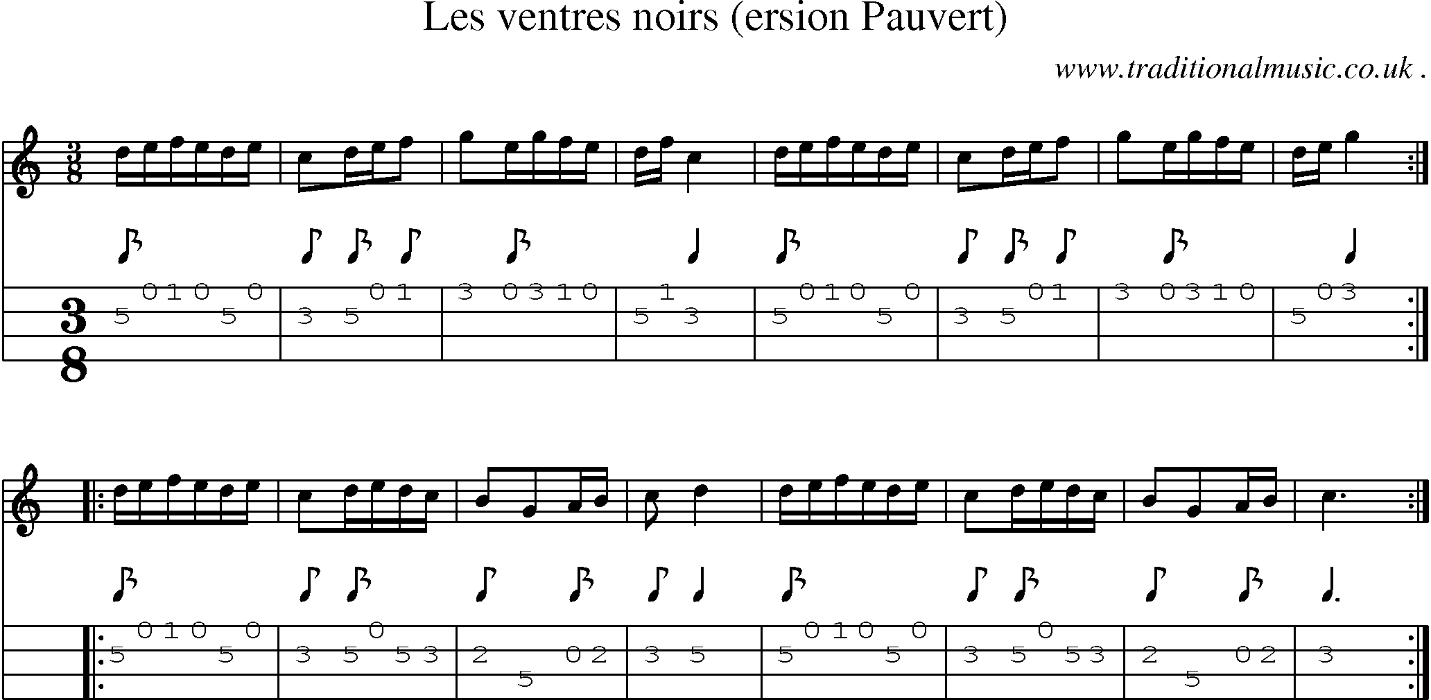 Sheet-Music and Mandolin Tabs for Les Ventres Noirs (ersion Pauvert)