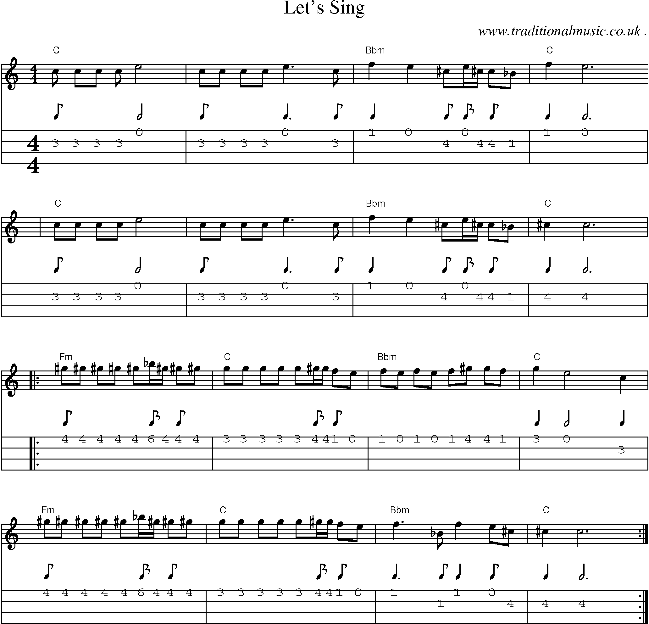 Sheet-Music and Mandolin Tabs for Lets Sing