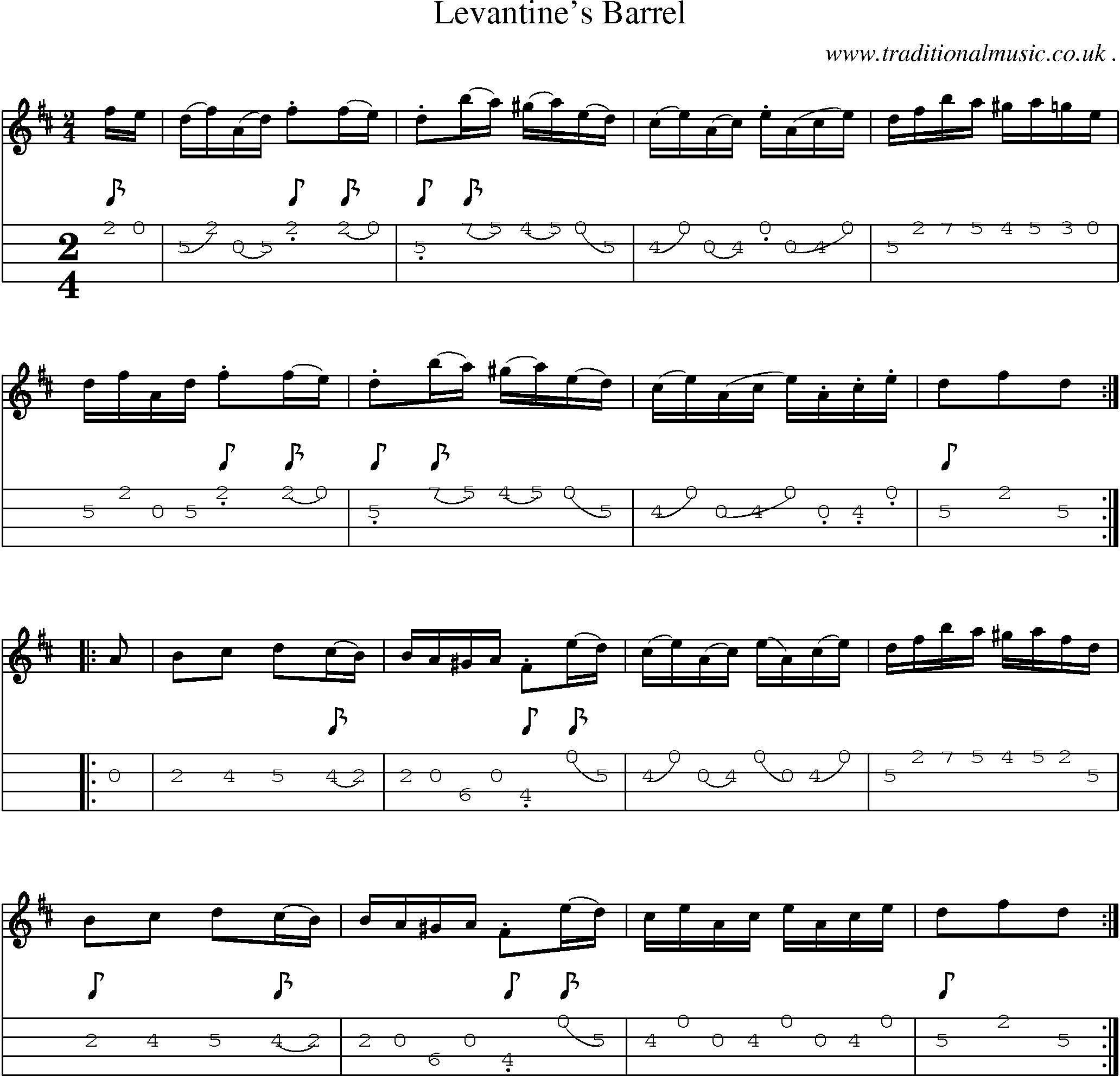 Sheet-Music and Mandolin Tabs for Levantines Barrel