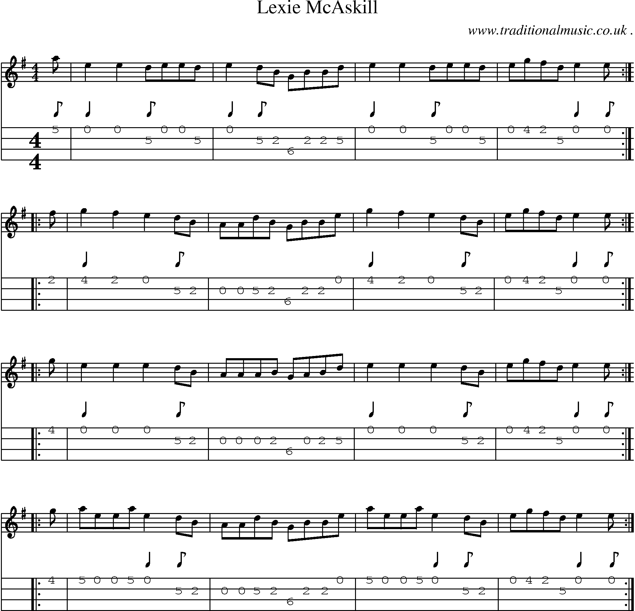 Sheet-Music and Mandolin Tabs for Lexie Mcaskill