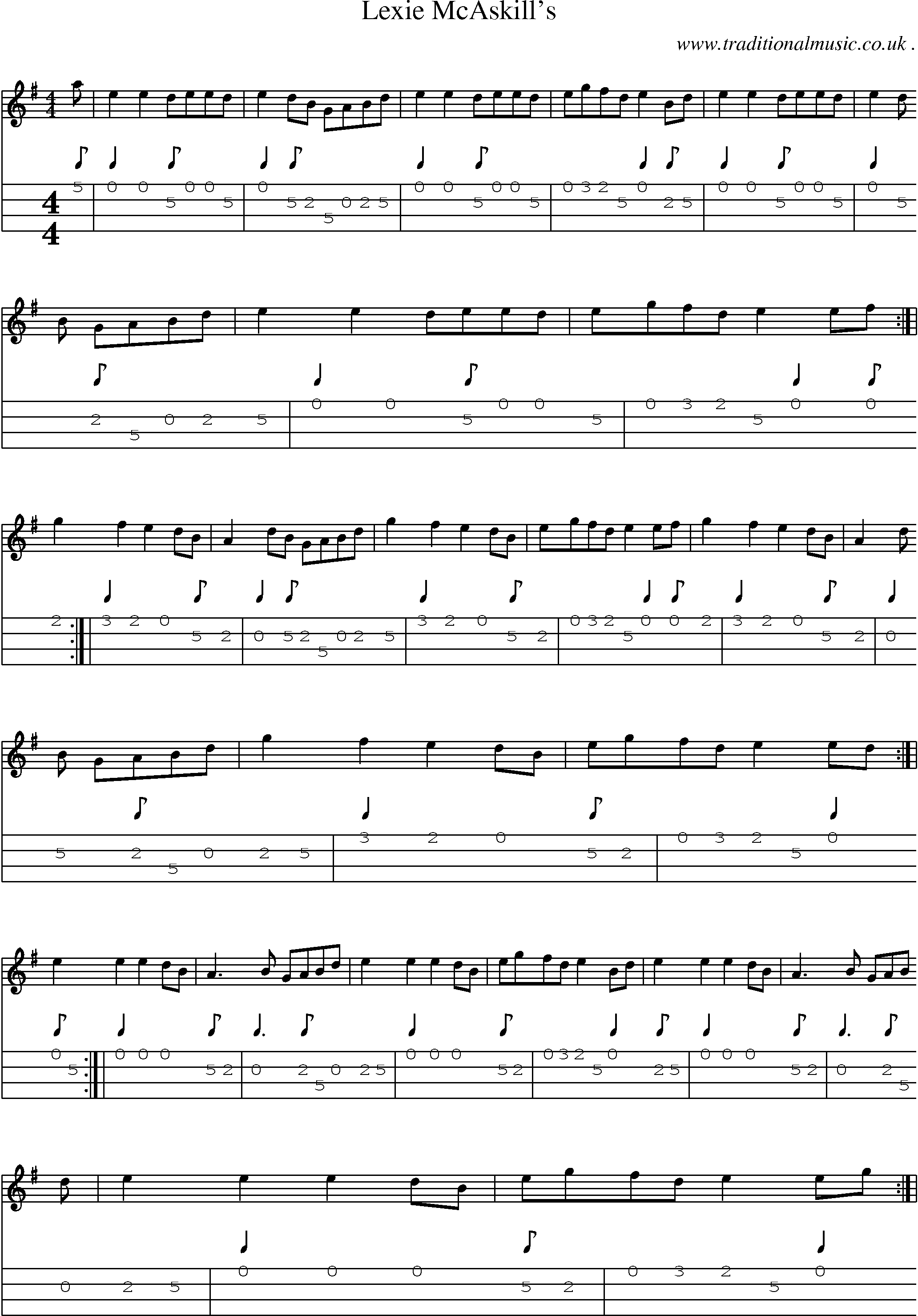 Sheet-Music and Mandolin Tabs for Lexie Mcaskills
