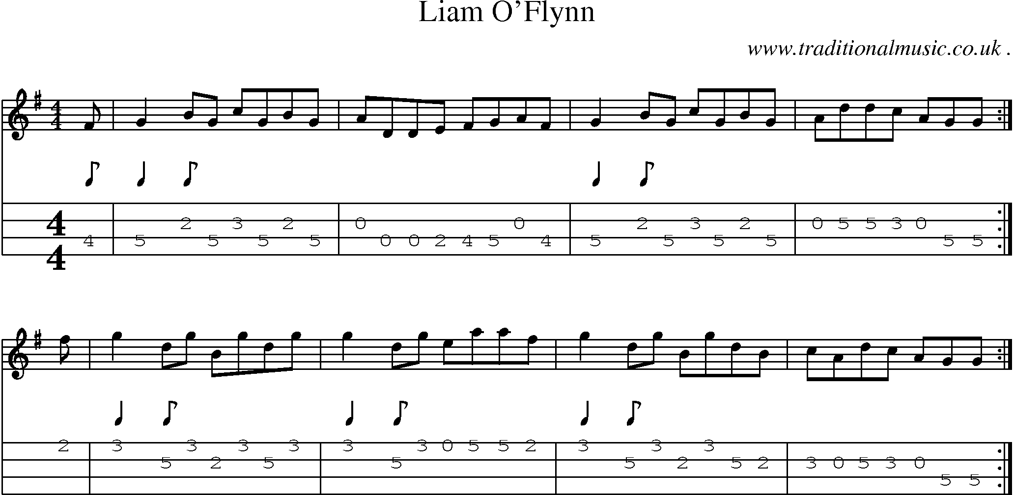 Sheet-Music and Mandolin Tabs for Liam Oflynn