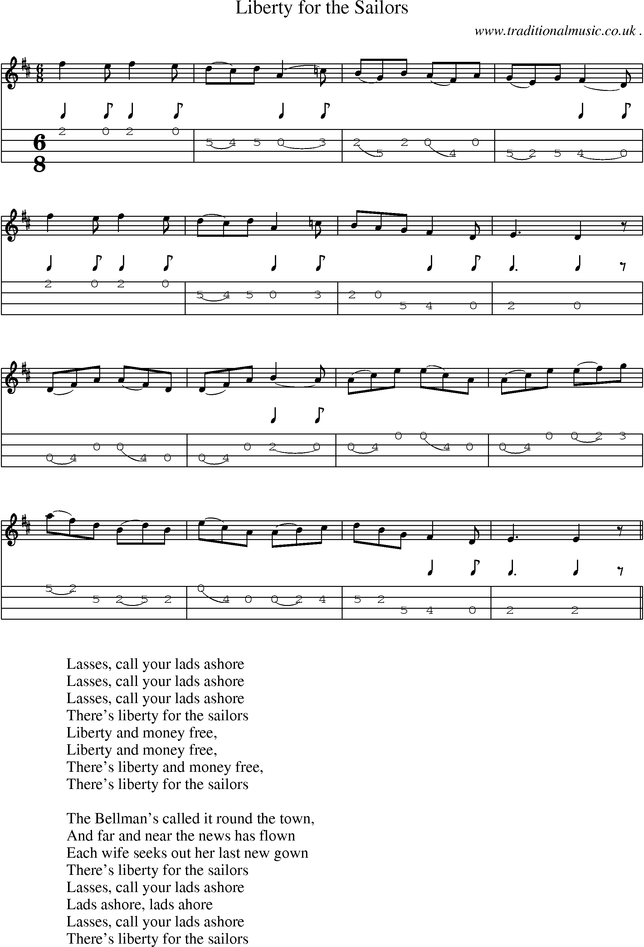 Sheet-Music and Mandolin Tabs for Liberty For The Sailors