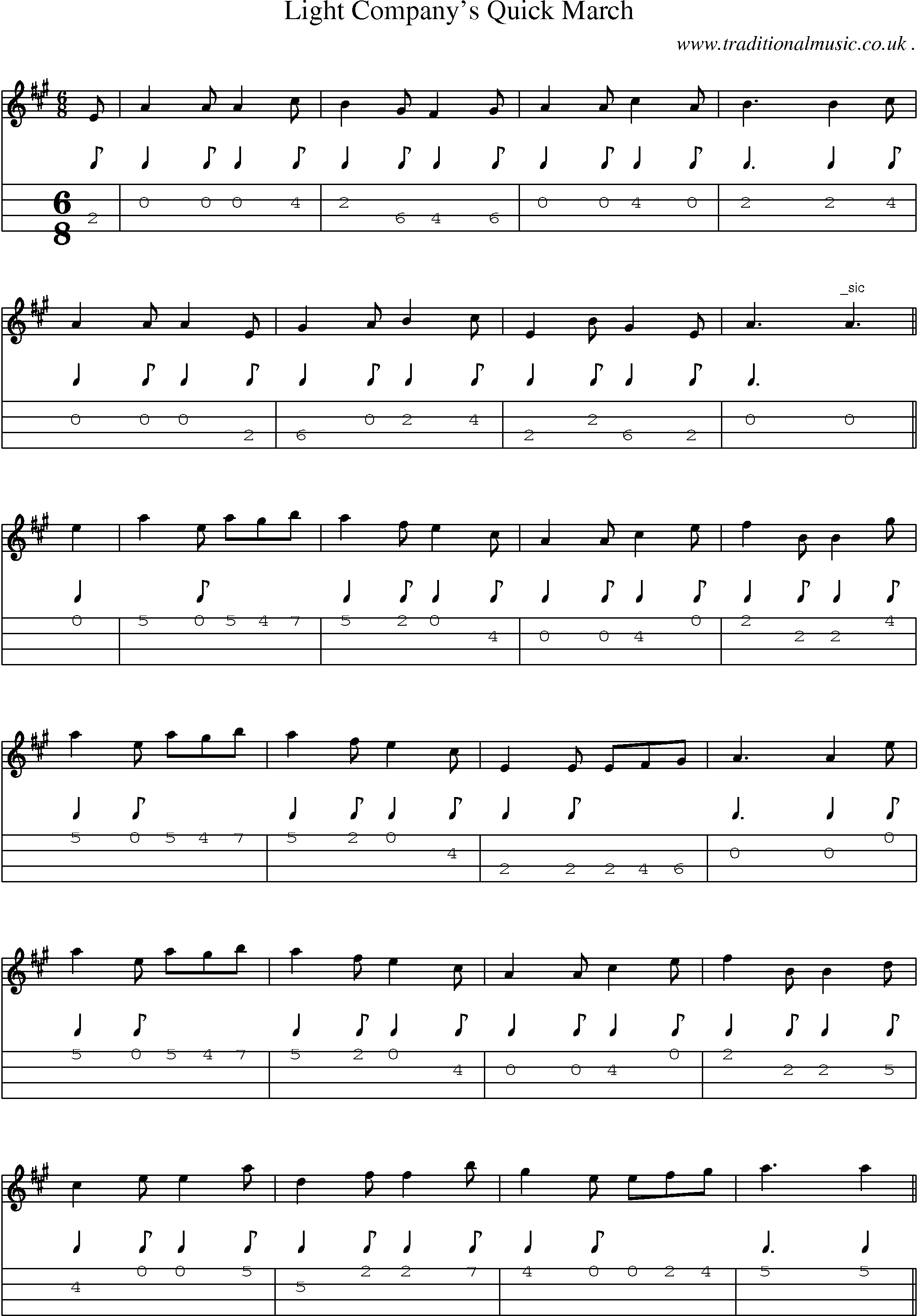 Sheet-Music and Mandolin Tabs for Light Companys Quick March