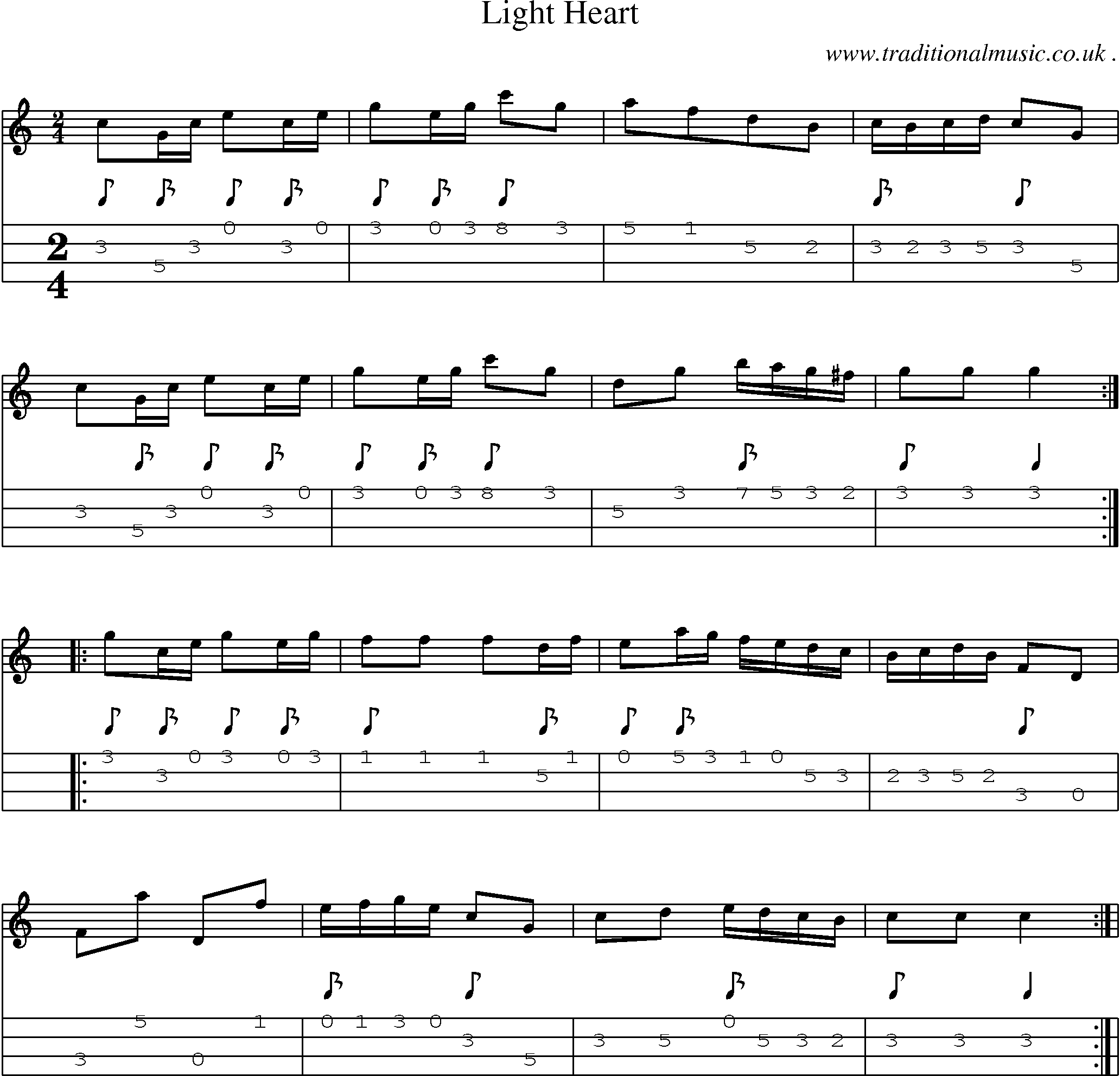 Sheet-Music and Mandolin Tabs for Light Heart