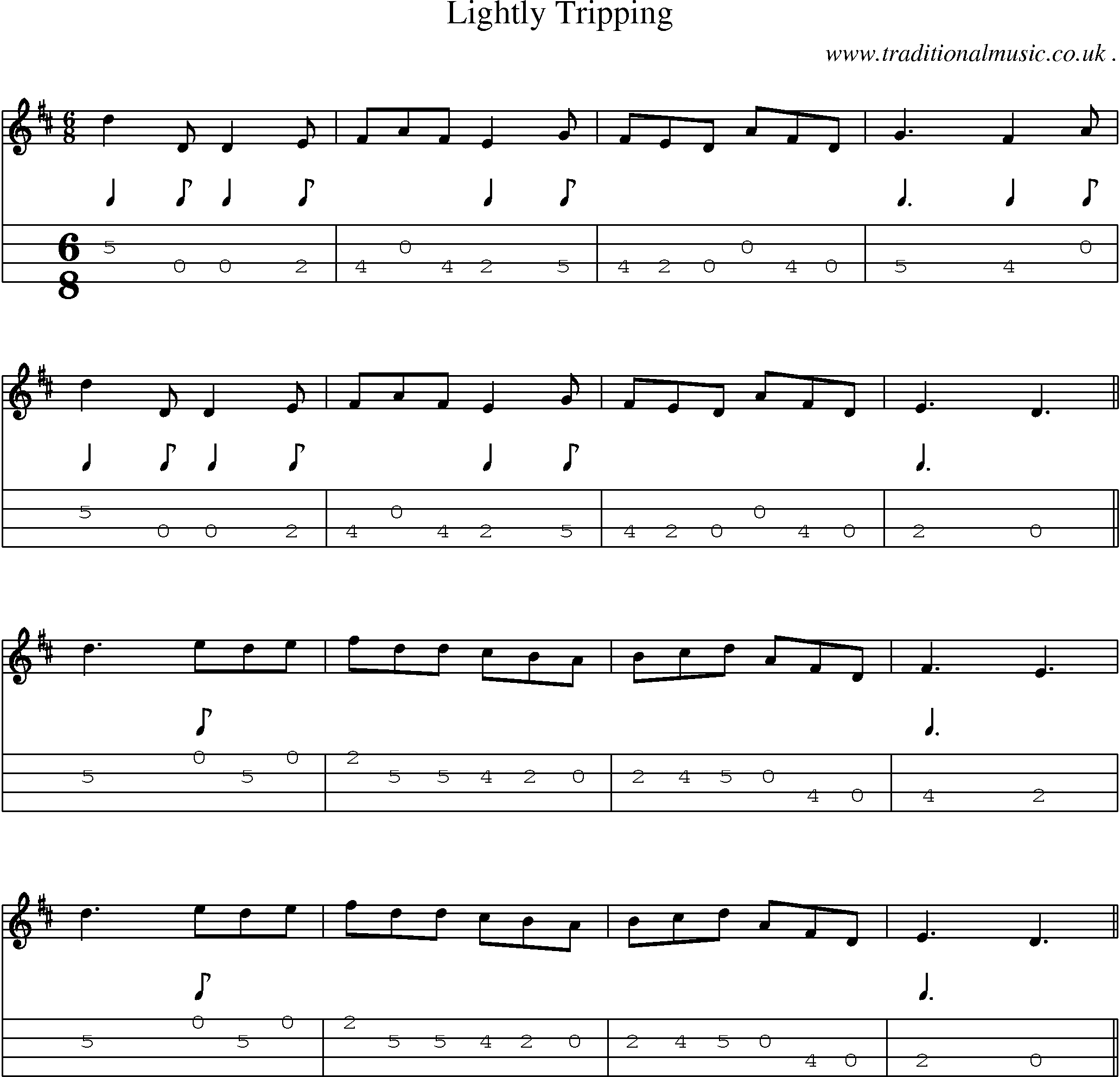Sheet-Music and Mandolin Tabs for Lightly Tripping