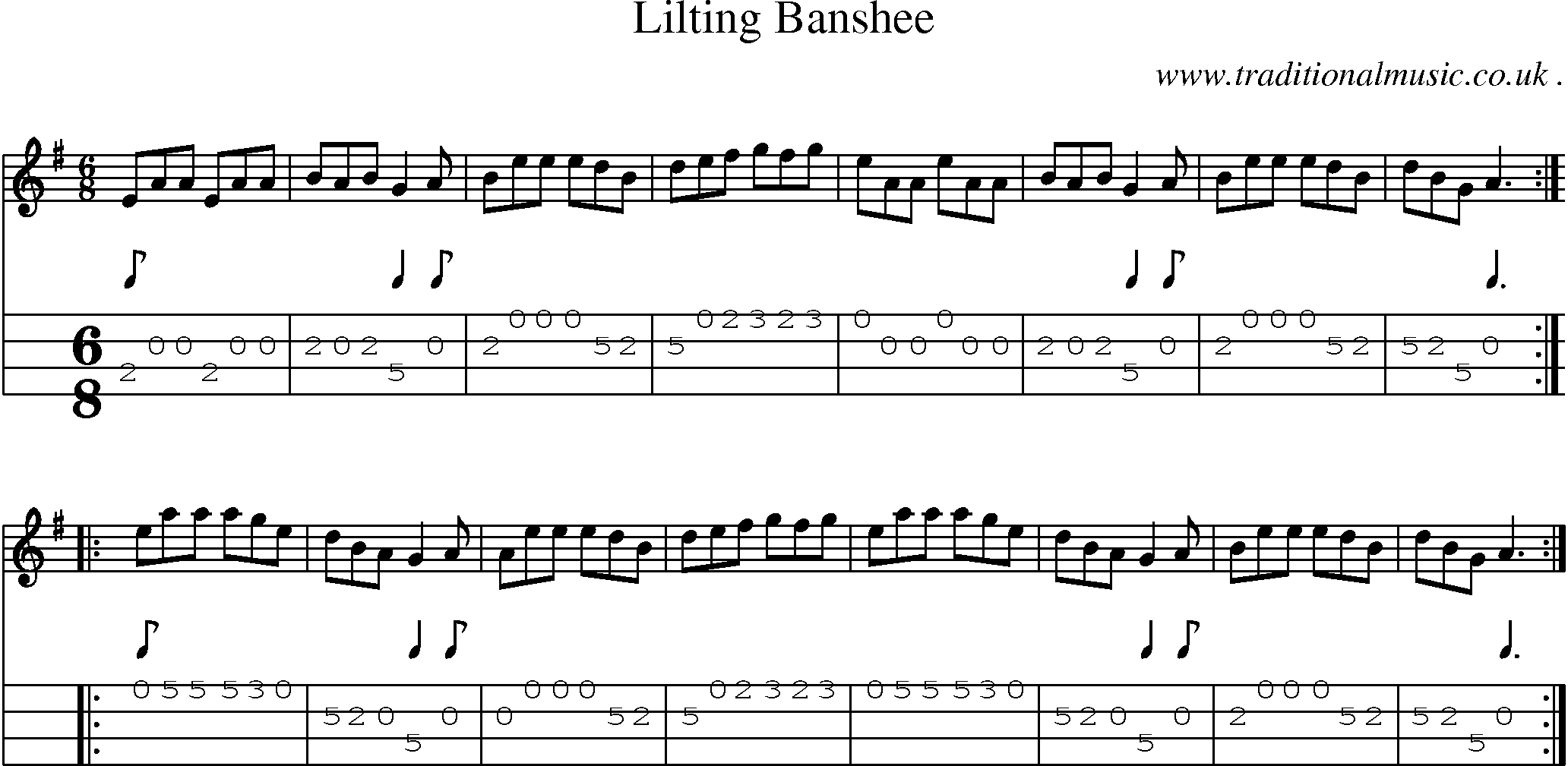 Sheet-Music and Mandolin Tabs for Lilting Banshee