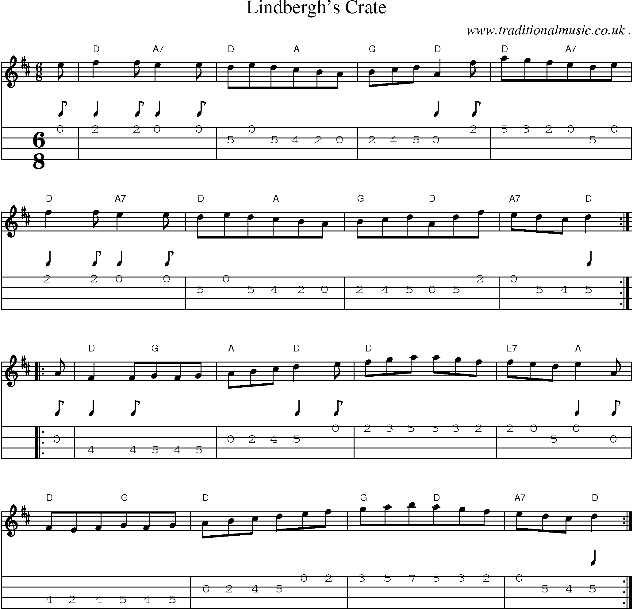 Sheet-Music and Mandolin Tabs for Lindberghs Crate