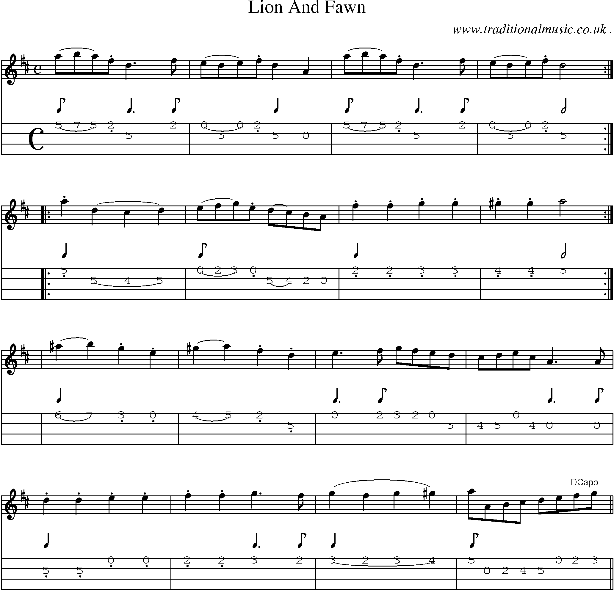 Sheet-Music and Mandolin Tabs for Lion And Fawn