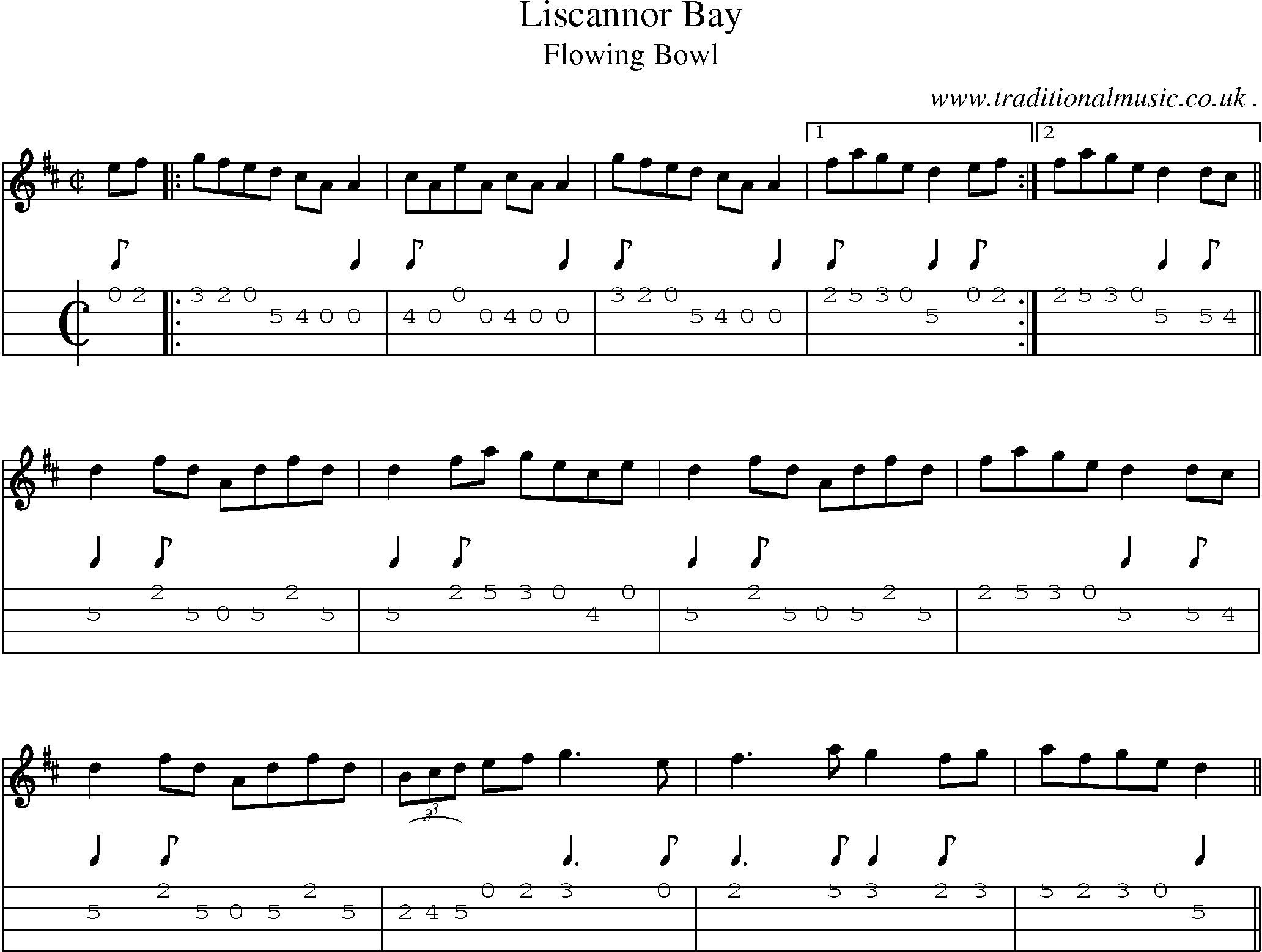 Sheet-Music and Mandolin Tabs for Liscannor Bay