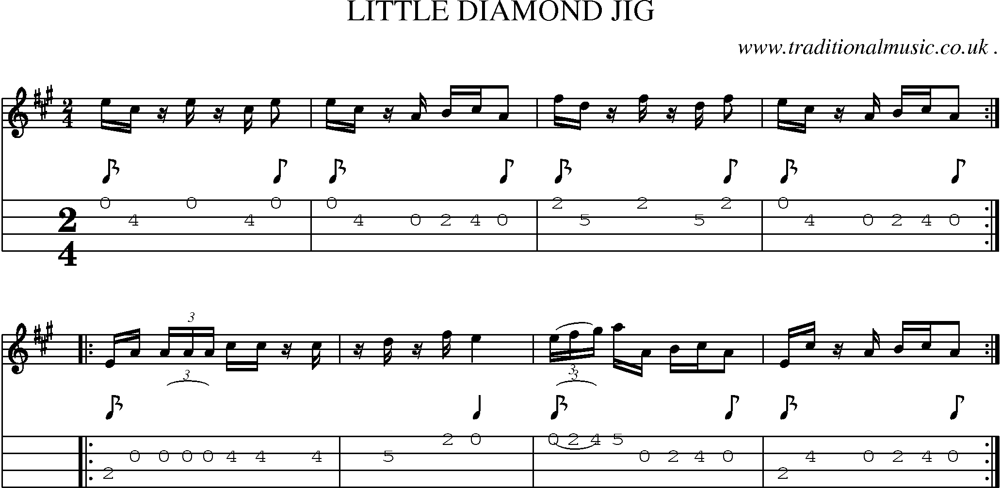 Sheet-Music and Mandolin Tabs for Little Diamond Jig