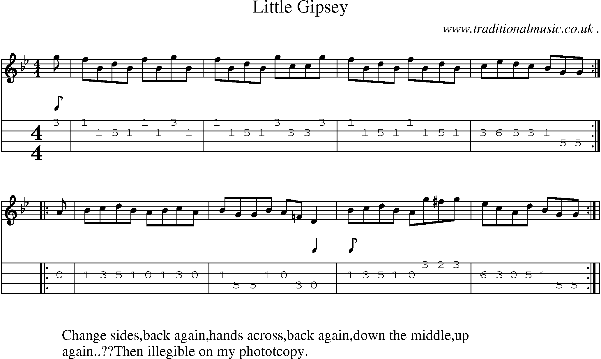 Sheet-Music and Mandolin Tabs for Little Gipsey