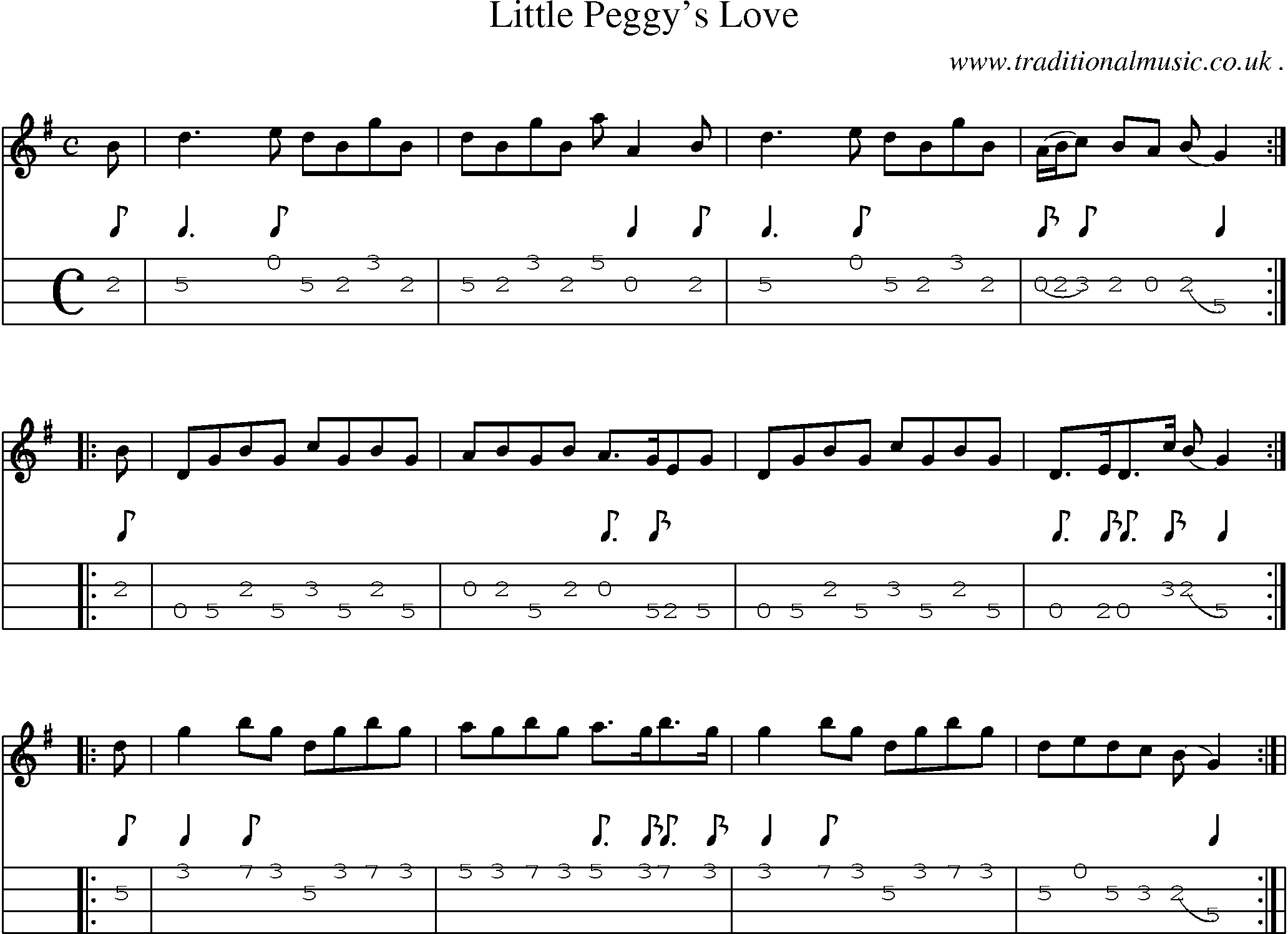 Sheet-Music and Mandolin Tabs for Little Peggys Love