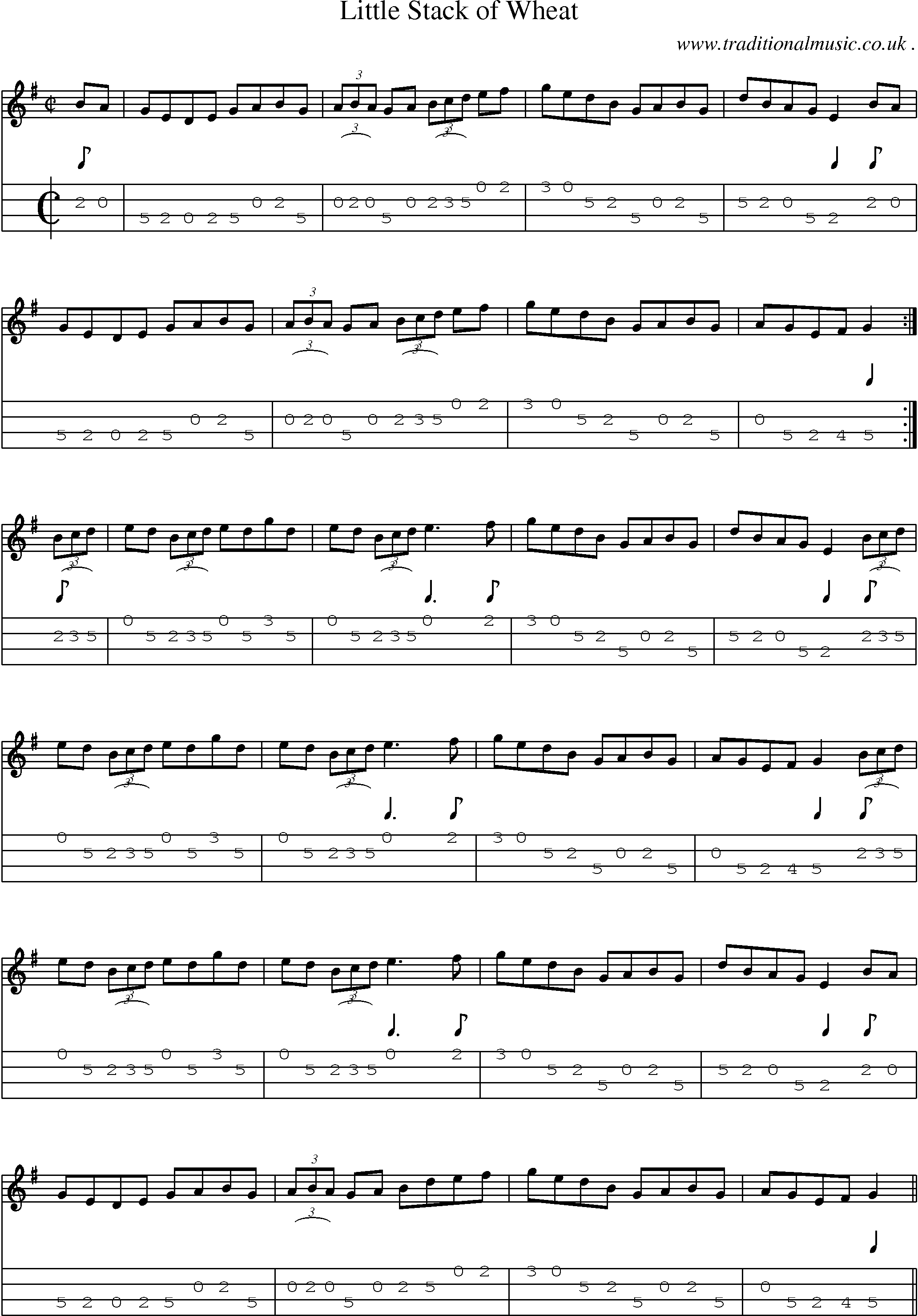 Sheet-Music and Mandolin Tabs for Little Stack Of Wheat