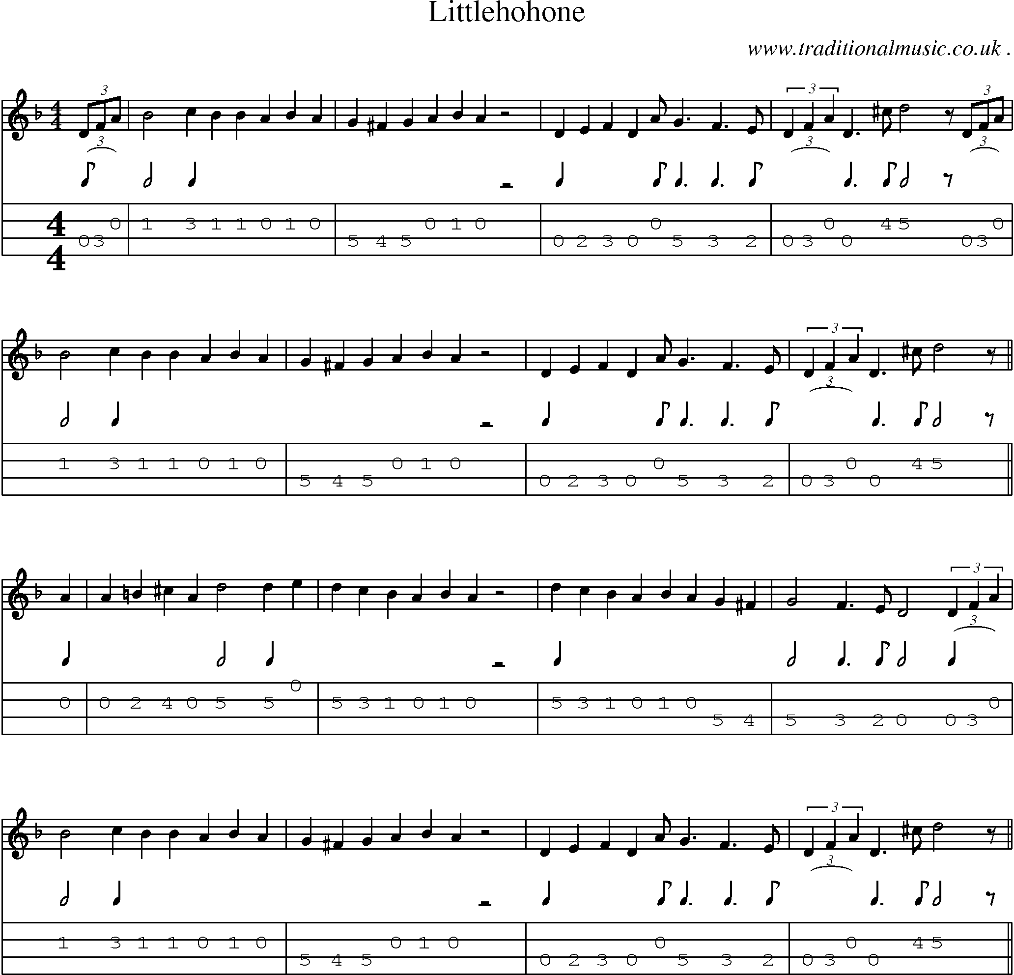 Sheet-Music and Mandolin Tabs for Littlehohone
